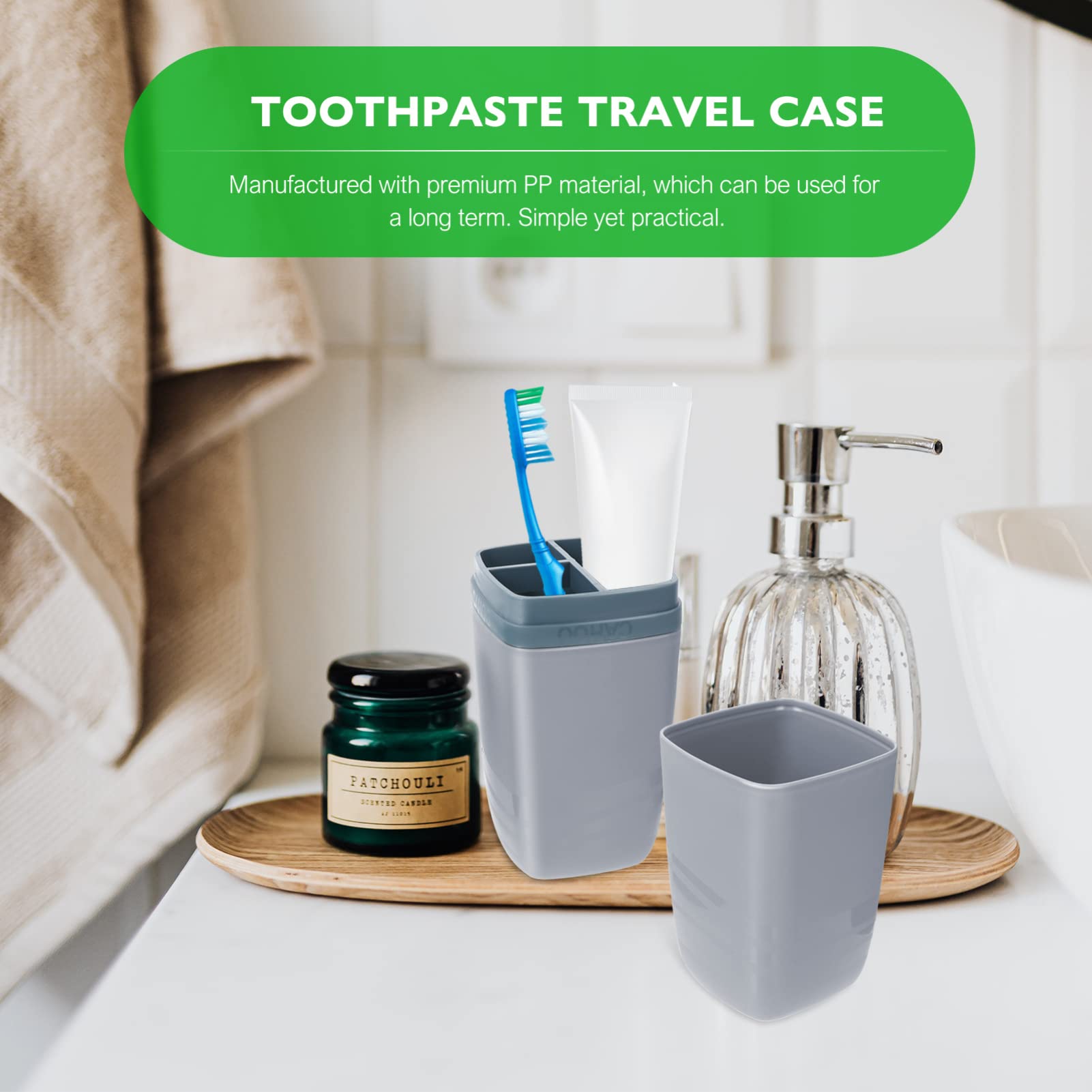 1pc Portable Toothbrush and Toothpaste Travel Case with Wash Cup - Compact Storage Box for Toothbrush, Toothpaste, and Water Mug - Ideal for Camping, Travel, and Outdoor Adventures
