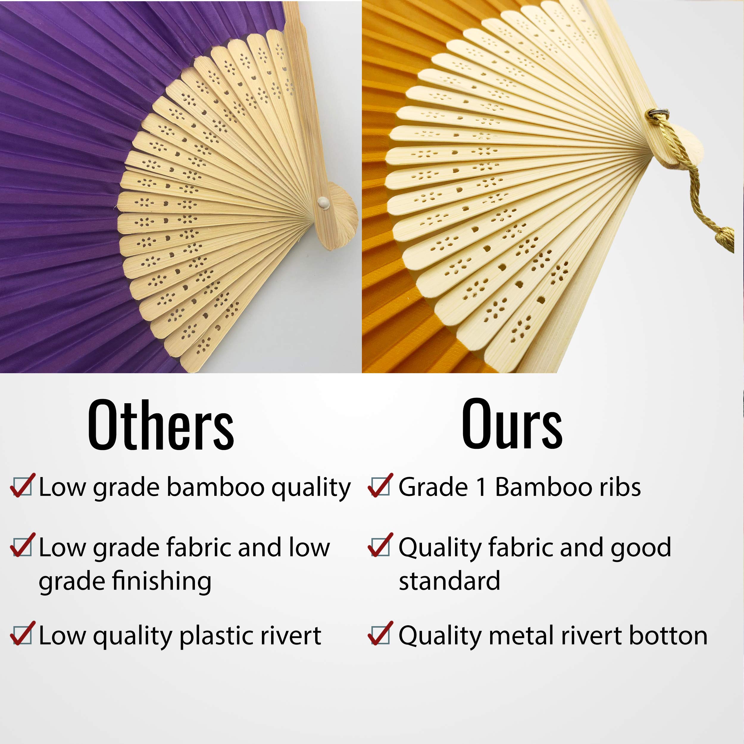 10 Pack Handheld Fabric Fans with Tassel - Premium Bamboo Ribs Wedding Party Favors, Summer Cooling Accessories for Outdoor Events, Bridal Showers & Beach Weddings (White)