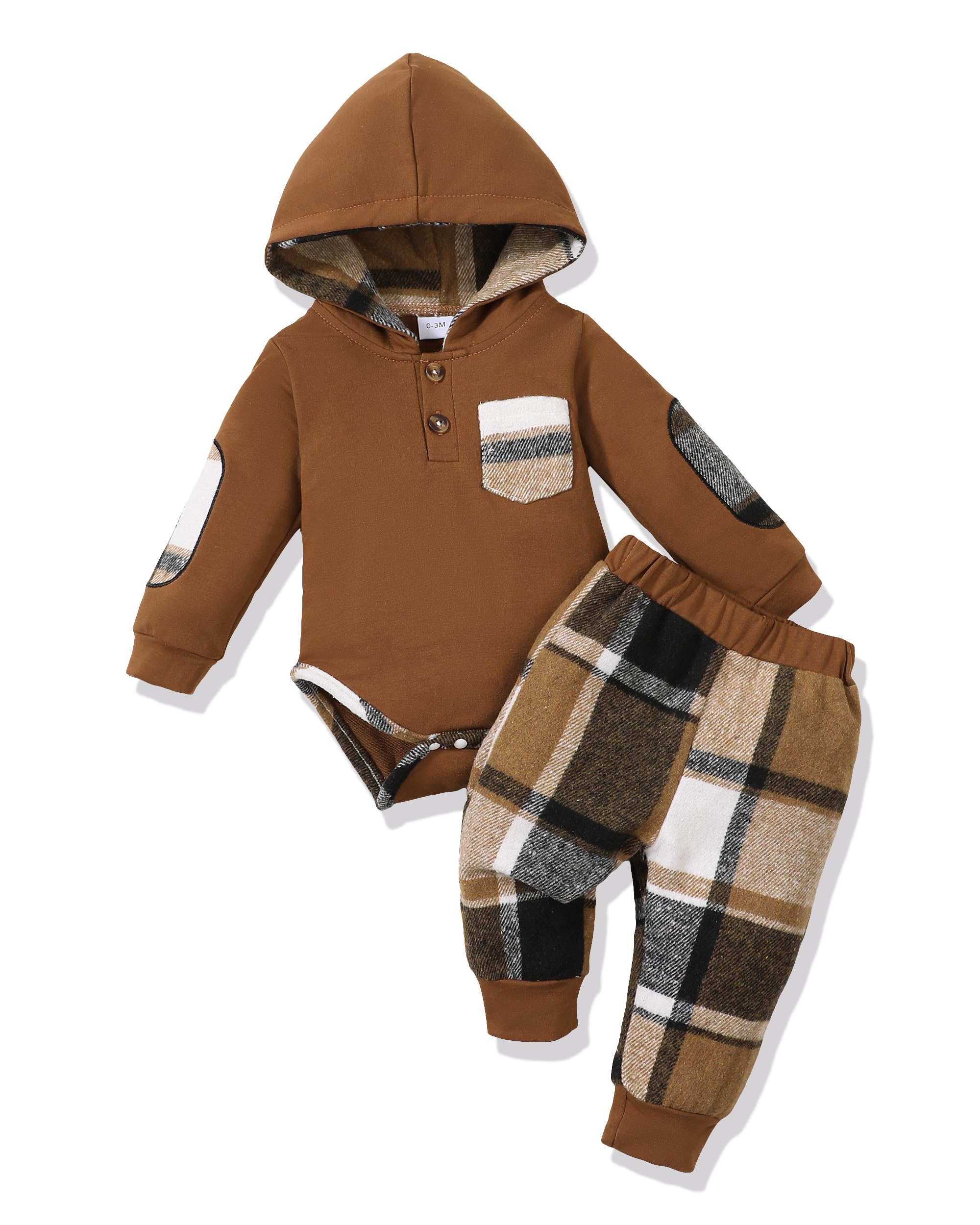 Renotemy Newborn Baby Boy Clothes - Soft Infant Hoodie Romper Outfits for Fall & Winter (0-3-6-9-12-18 Months) | Cozy Baby Boy Clothes for Playdates, Family Photos & Everyday Wear