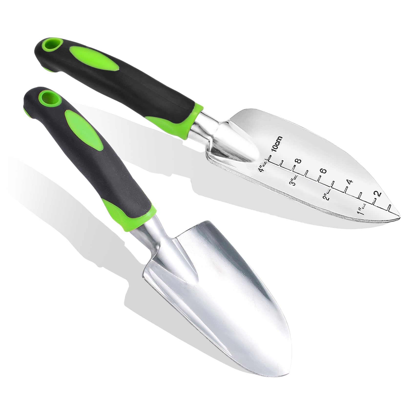 Premium Aluminum Alloy Garden Trowel Set with Ergonomic Rubber Handle - 3-Piece Gardening Hand Shovel Kit for Planting, Weeding & Soil Cultivation | Ideal for Home Gardens, Flower Beds & Vegetable Patches (Green)