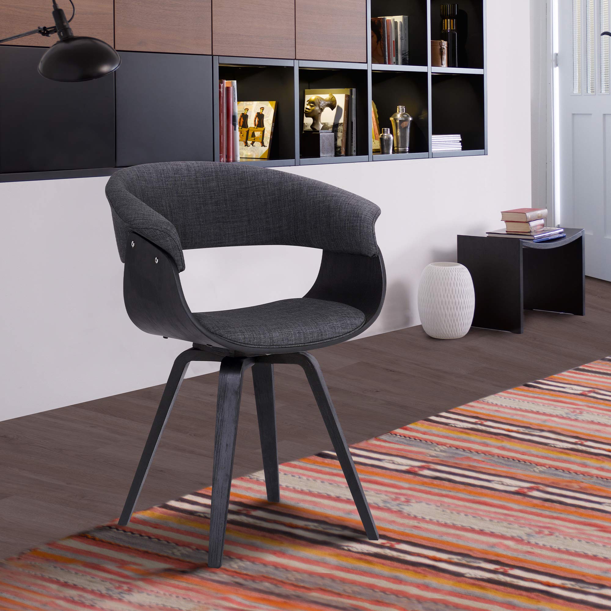 Smyrna Modern Dining Chair - Charcoal Grey Upholstered Seat for Kitchen, Dining Room, and Office - Comfortable & Stylish Home Furniture