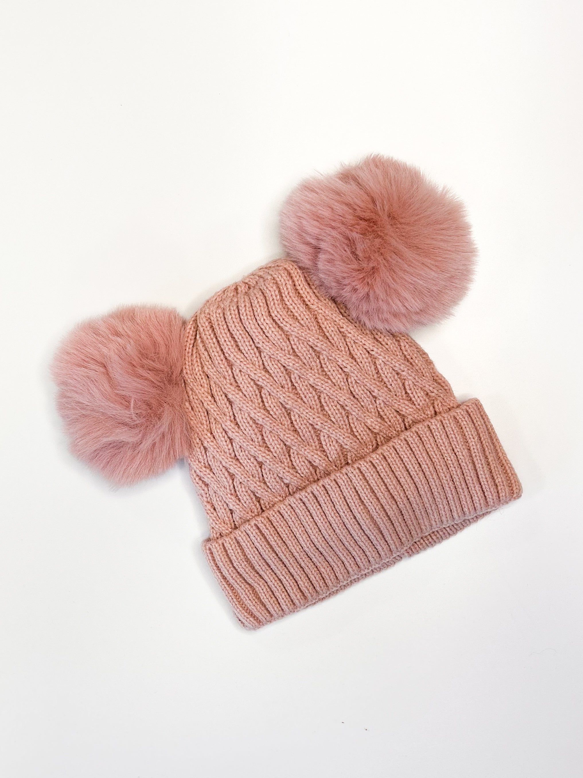 Maeve Light Pink Pom Pom Beanie - Soft Winter Knit Hat for Women - Perfect for Cold Weather & Outdoor Activities