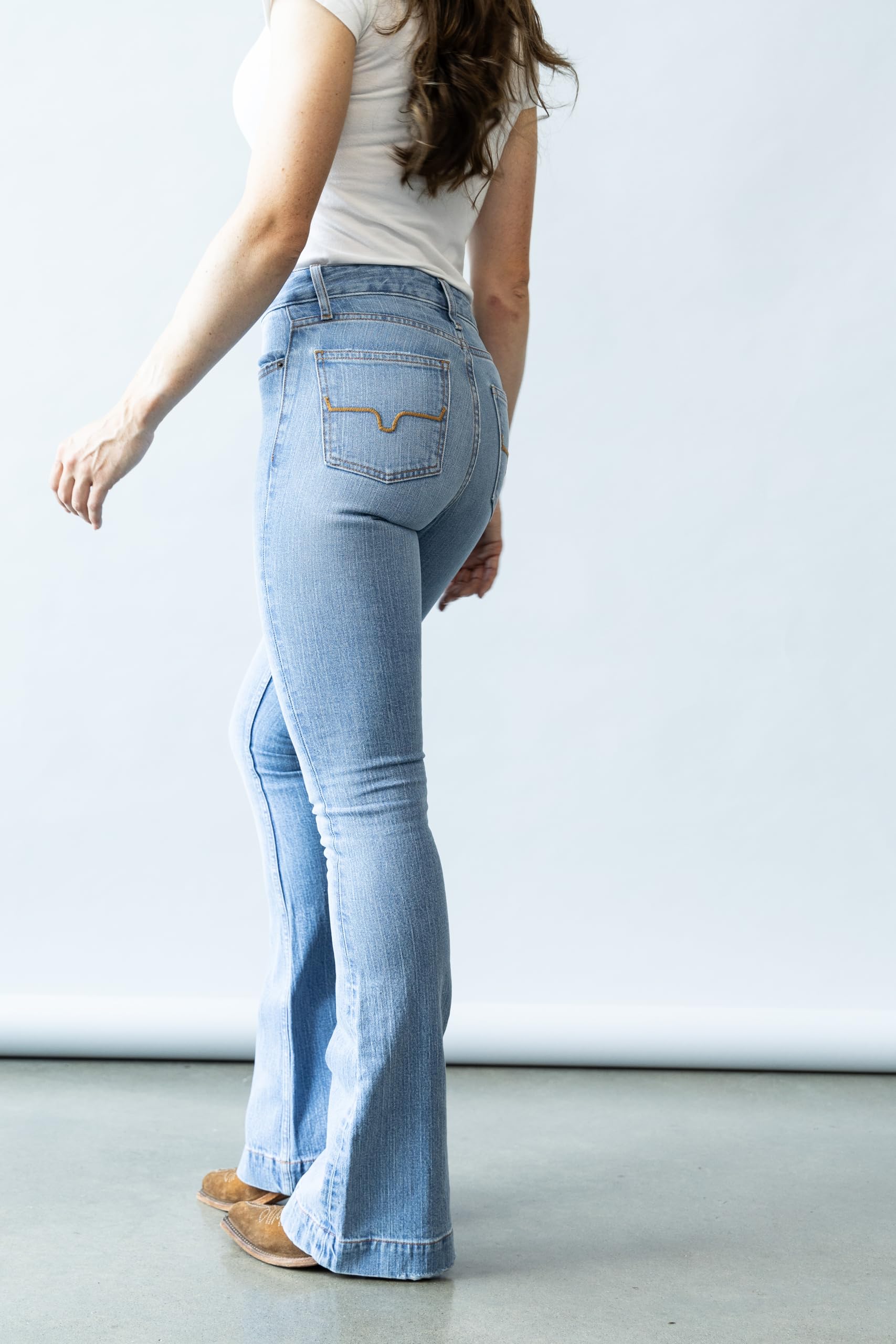 Kimes Ranch Women's Jennifer High Rise Wide Leg Flare Jeans - Light Wash Western Denim Pants for Casual Wear & Cowgirl Style