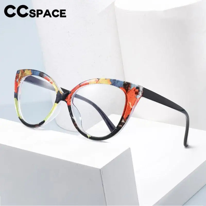 CCspace Women's Full Rim Cat Eye Titanium Reading Glasses R57566 - Lightweight & Durable Eyewear for Reading, Office Work & Fashion Accessories