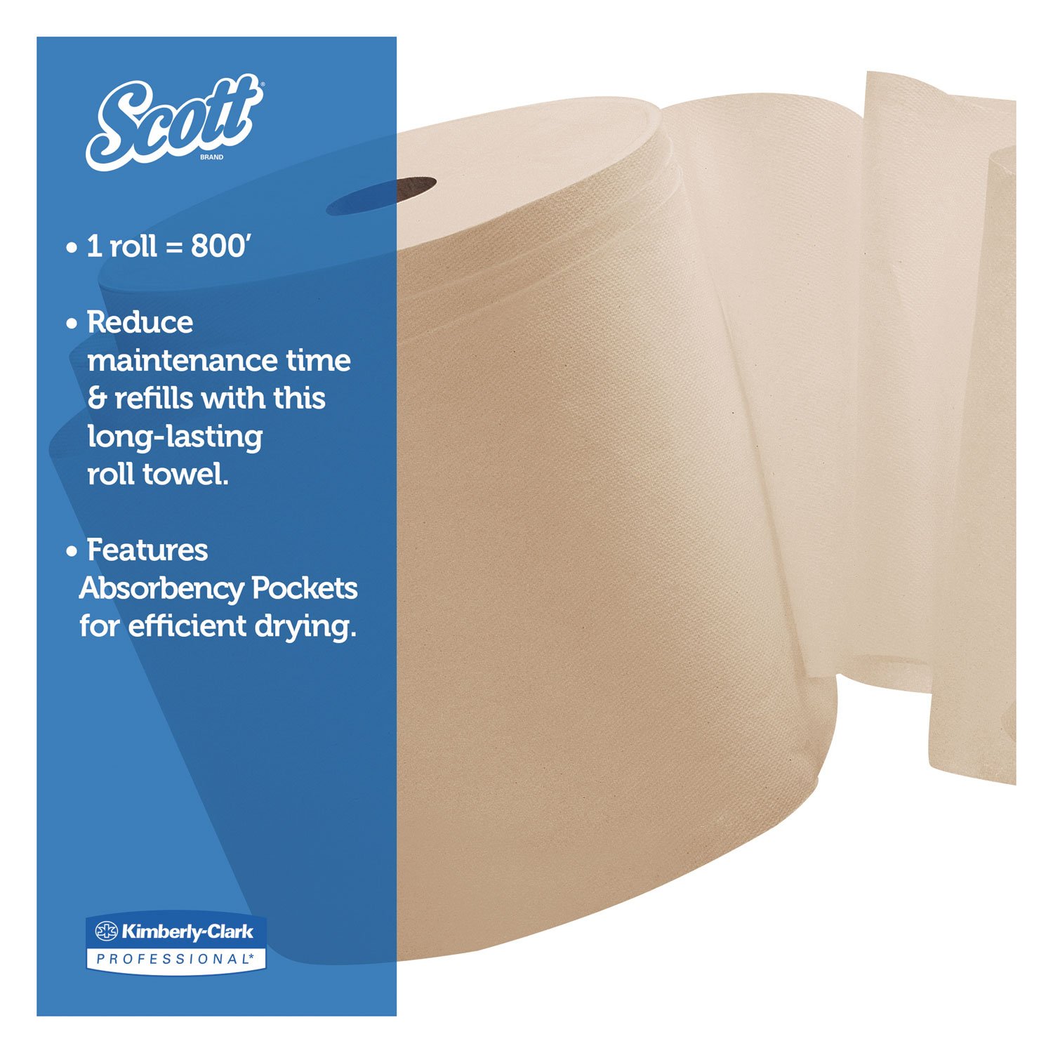 Scott 04142 Hard Roll Towels - 1.5-Inch Core, 8 x 800ft, Natural, 12 Rolls/Carton - Bulk Commercial Paper Towels for Restaurants, Offices & Industrial Use