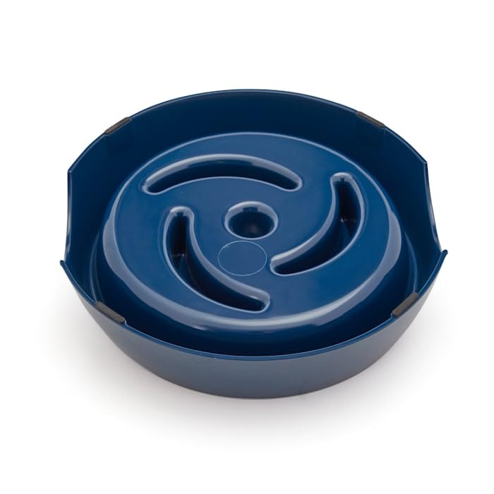 EveryYay Slow Feeder Dog Bowl - Large Navy Plastic Pet Dish for Fast Eaters - Perfect for Mealtime Enrichment & Preventing Bloat in Dogs