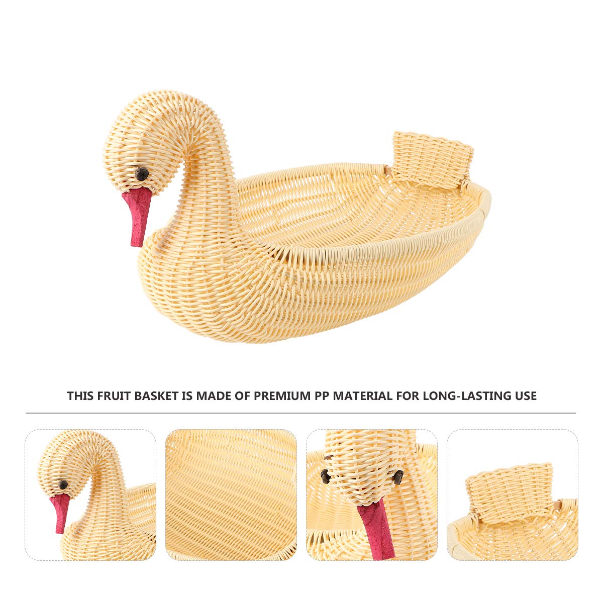 1Pc Imitation Rattan Basket - Decorative Swan Fruit Basket for Candy, Snacks & Jewelry | PP Wicker Material | Perfect for Kitchen, Dining Table, Party Serving & Home Decor
