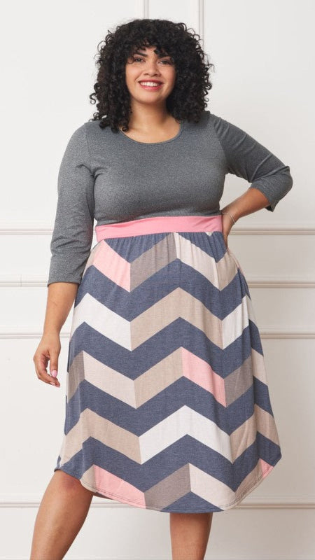 Curvy Size Banded Hem Midi Dress - Made in USA | Flattering Fit for Plus Size Women | Perfect for Casual Outings & Date Nights