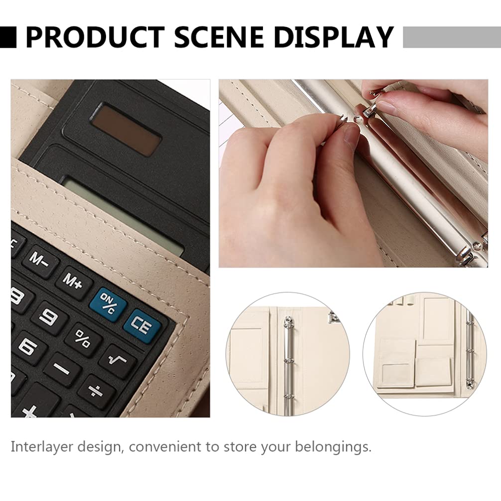 NUOBESTY Multipurpose PU Leather Binder Notebook Organizer - Business Portfolio Folder with Card Holder & Cash Envelope for Office Documents, Budget Planning and Daily Organization (Black) - Perfect for Professionals, Students and Home Office Use