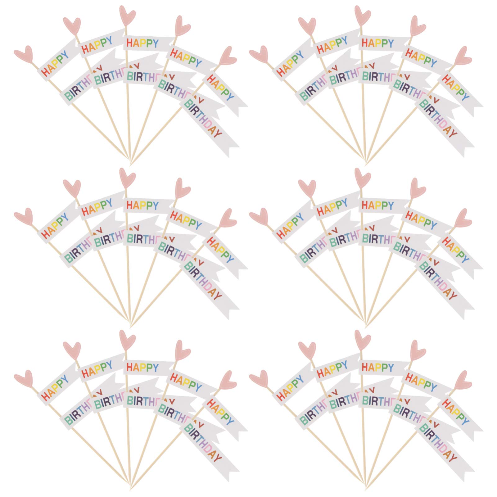 VALICLUD 30pcs Heart-Shaped Cupcake Toppers - Edible Chocolate Cake Decorations, Heart Love Paper Flag Cake Insert Picks for Birthday Party, Wedding, Anniversary & Valentine's Day Celebrations