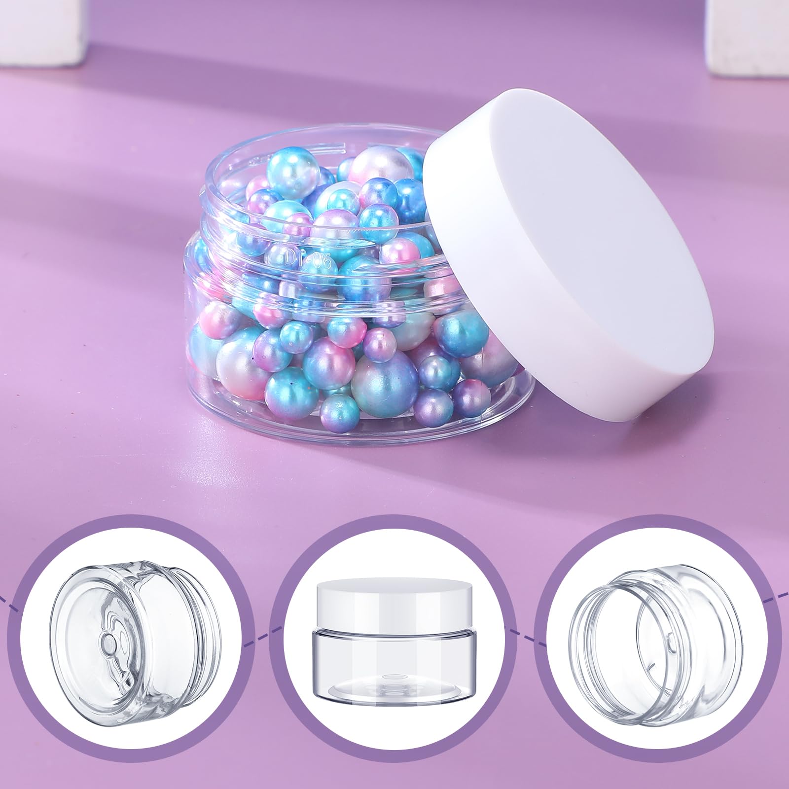SATINIOR 500 Pcs 1 oz Clear Plastic Cosmetic Jars with White Lids - Leak Proof Empty Round Containers for Creams, Lotions, Eyeshadow & Makeup Samples - Perfect for DIY Beauty Products, Travel Size Toiletries & Professional Salon Use