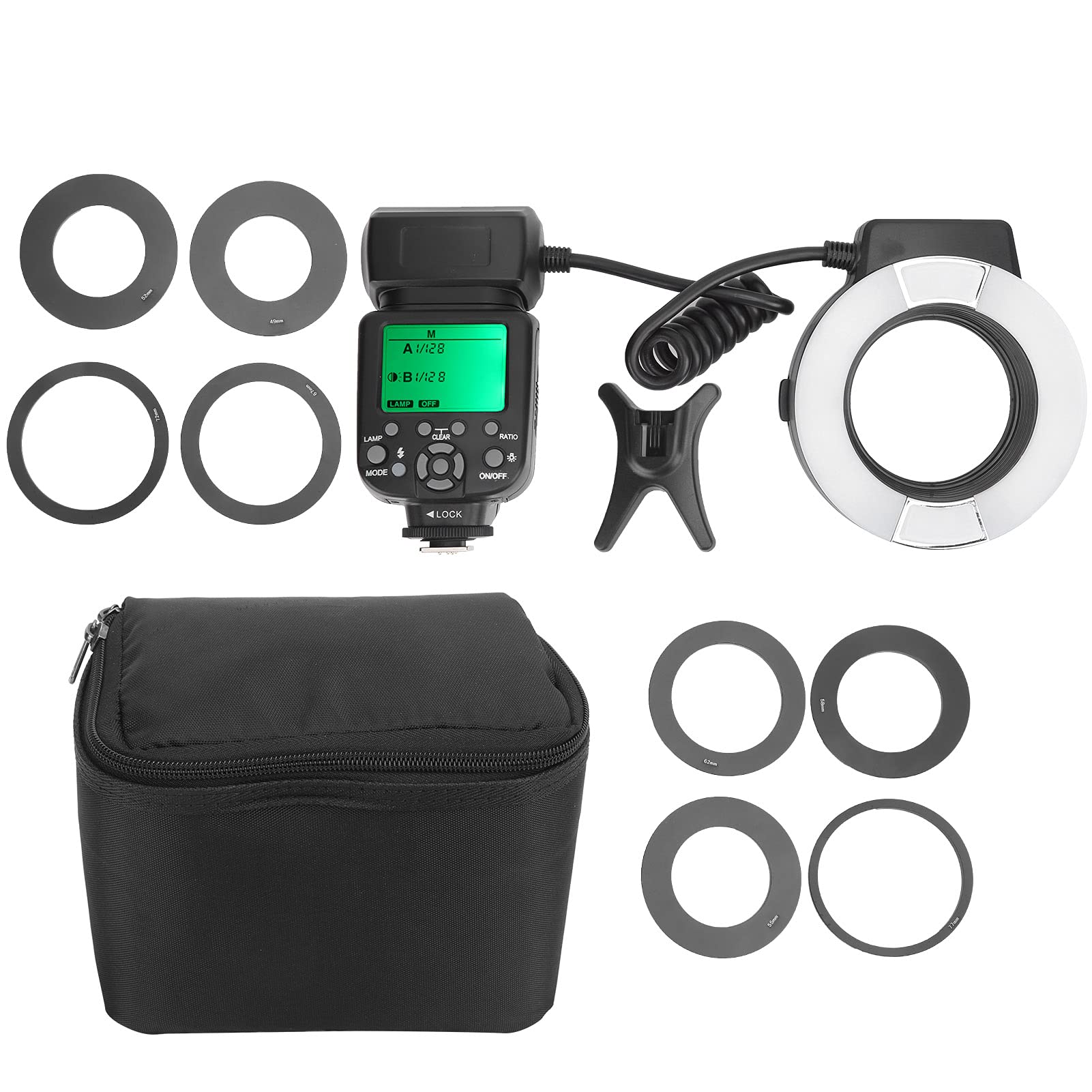 TTL Macro Flash with Adapter for Nikon D7000 D5200 D5000 D3200 D3100 D90 D300S D600 - Auto Focus Camera Flashlight for Close-Up Photography & Product Shooting