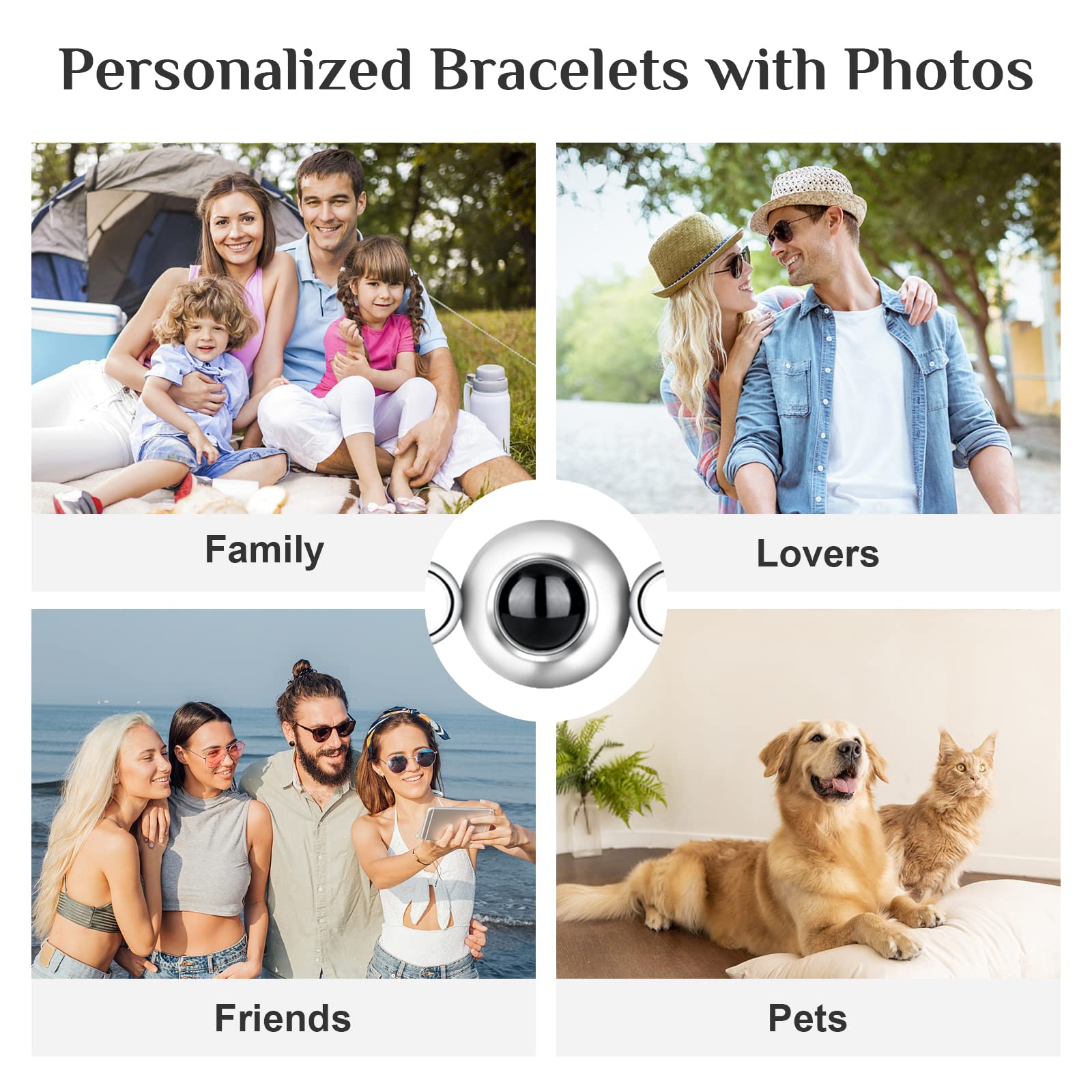 Custom Photo Bracelets with Personalized Picture Inside - Engraved Projection Memorial Gifts for Women, Men & Family - Perfect for Anniversaries, Birthdays & Special Occasions