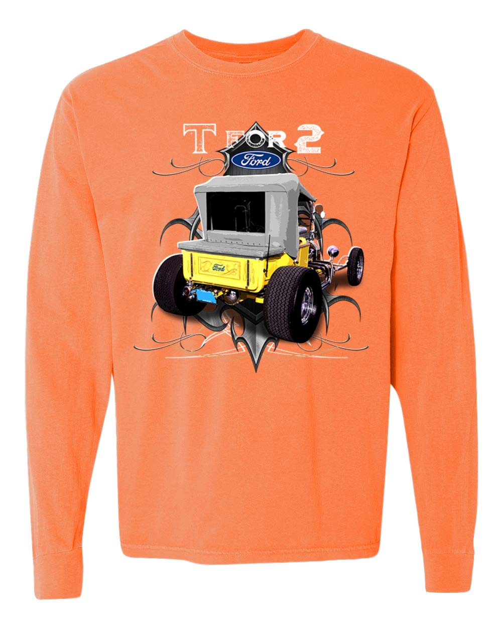 Vintage Ford Model T 1900 Classic Car & Truck Graphic Long Sleeve T-Shirt - Soft Washed Garment-Dyed Cotton Tee for Car Enthusiasts & Retro Fashion Lovers - Perfect for Casual Wear, Car Shows, and Vintage-Themed Events