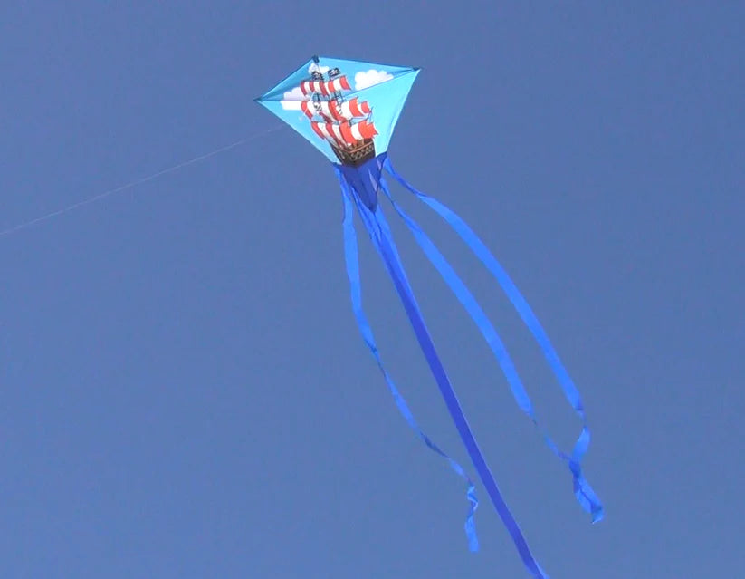 StratoKites Diamond Kite - Pirate Ship Design | Premium Outdoor Kite for Kids & Adults | Perfect for Beach, Park & Family Fun Days