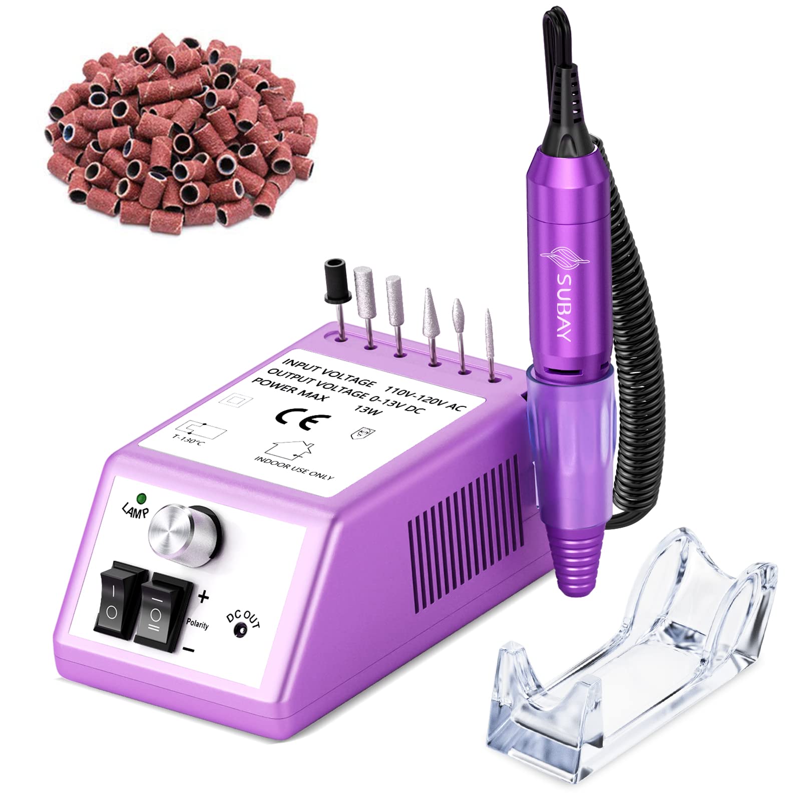Professional Electric Nail Drill Machine Kit - Manicure Pedicure Tool with Sanding Bands for Toe & Finger Nail Care, Nail Art Filing & Shaping (Purple) - Perfect for Home Salon, Nail Technicians & DIY Beauty Enthusiasts
