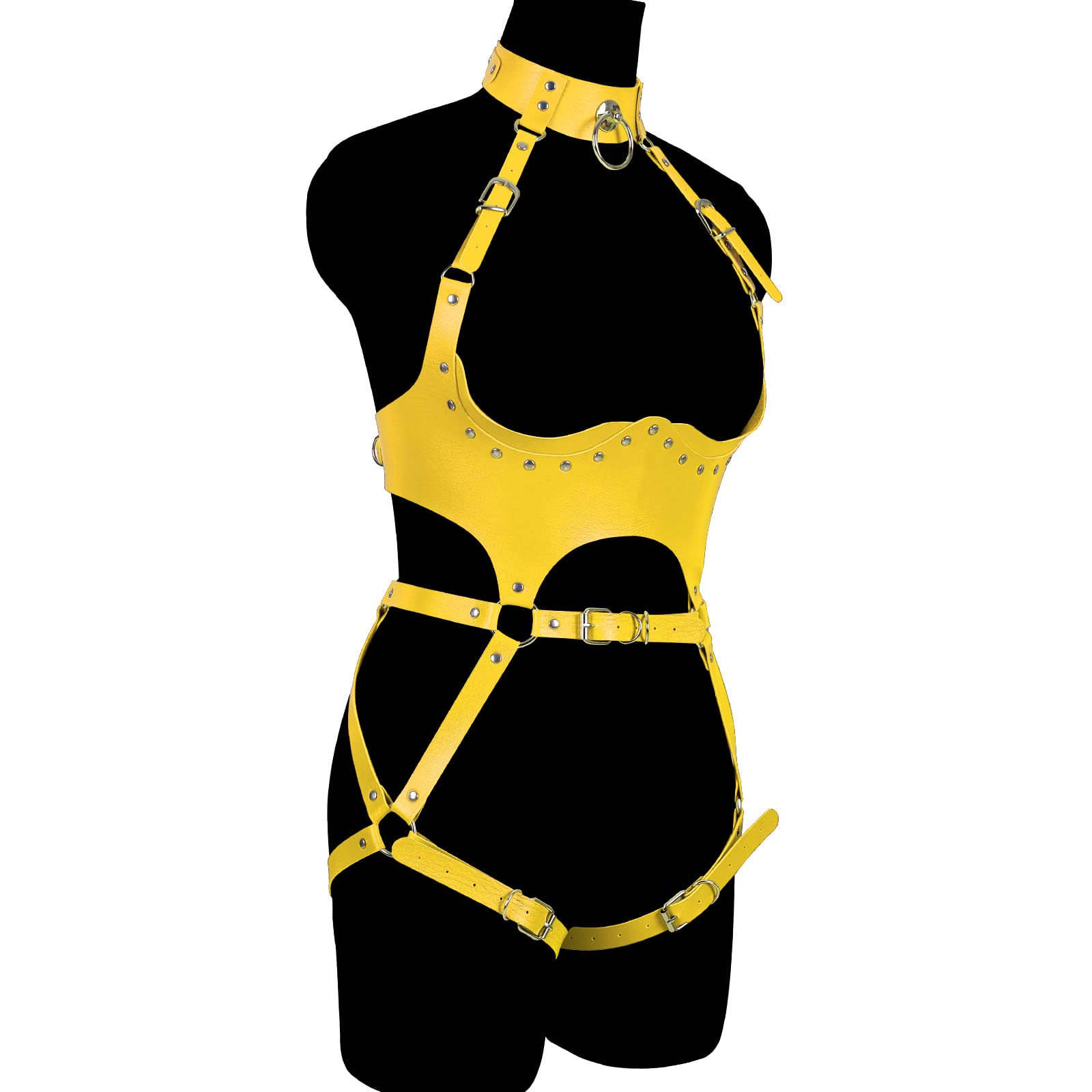 Sexy Punk Body Harness Lingerie - Leather Cage Bra & Adjustable Belts for Women, Gothic Rave Jewelry with Hollow Out Design | Perfect for EDM Festivals, Bachelorette Parties & Boudoir Photography