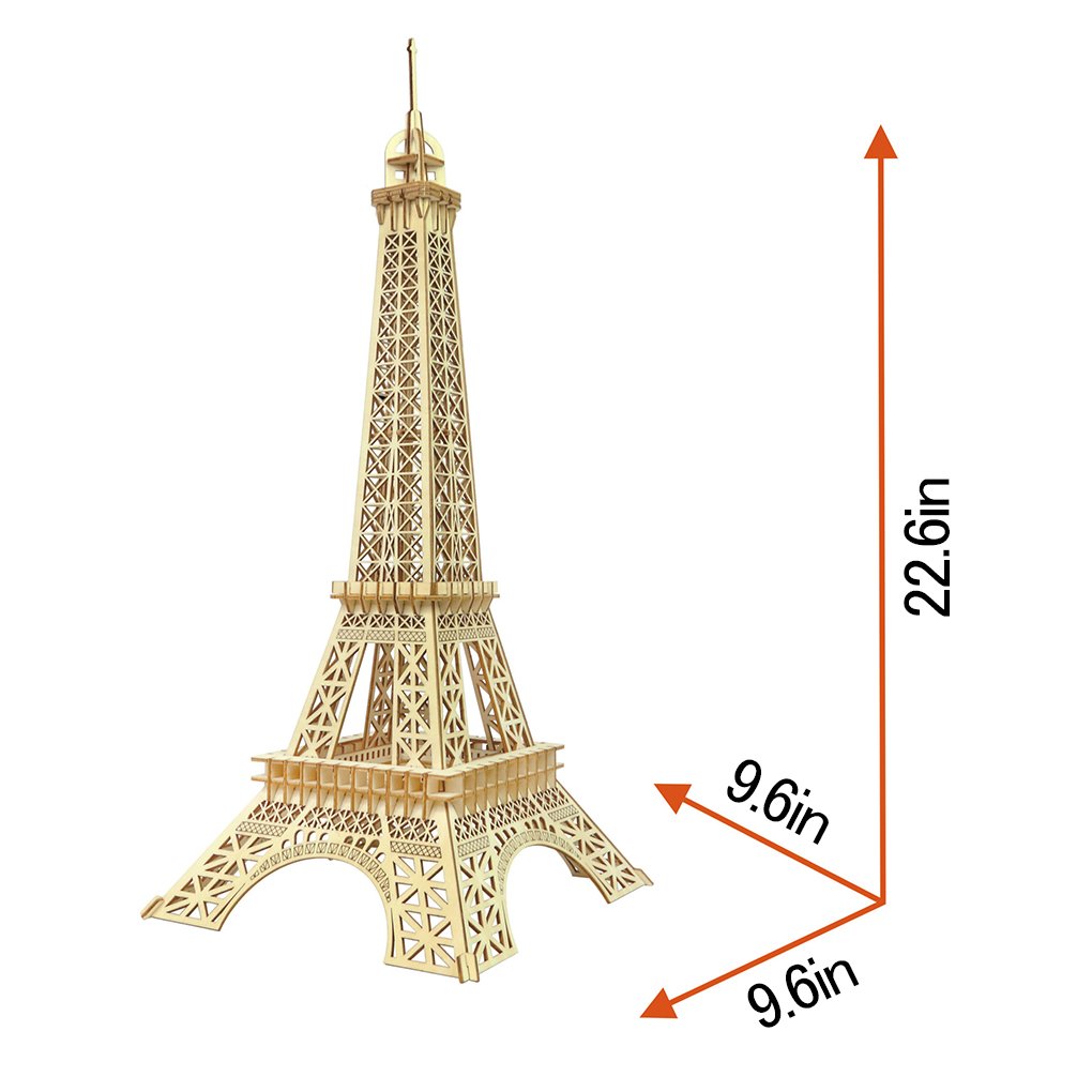 3D Wooden Puzzle DIY Kit - Laser Engraved Eiffel Tower Model for Adults & Teens | Safe Mechanical Assembly | World Famous Architecture Building Toy for Home Decor & STEM Learning