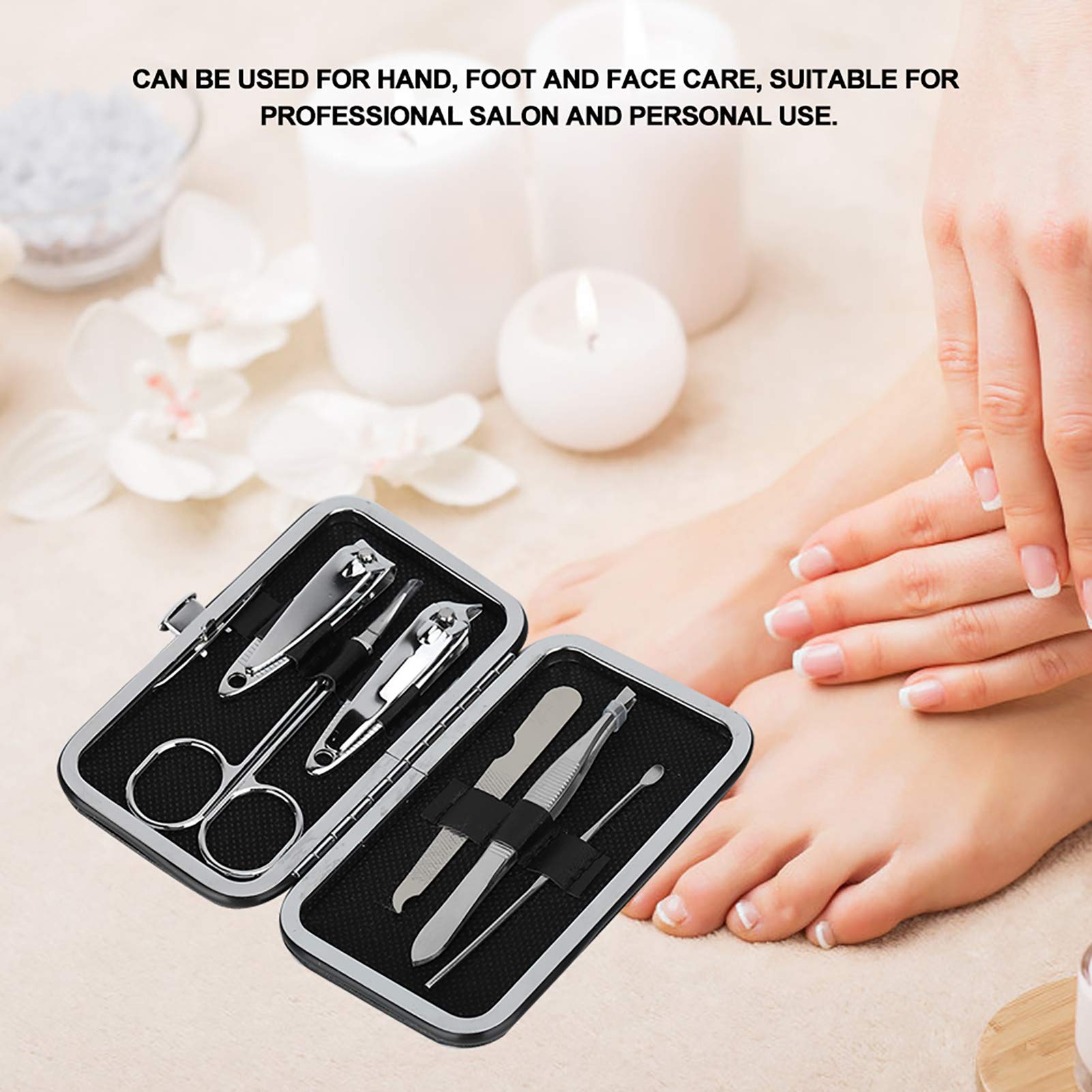 Premium 6-Piece Stainless Steel Nail Clipper Set - Manicure & Pedicure Kit with Nail Scissors, Toenail Clippers, Cuticle Tools & Drill Bits for Women & Men - Perfect for Home Grooming, Travel & Salon Use