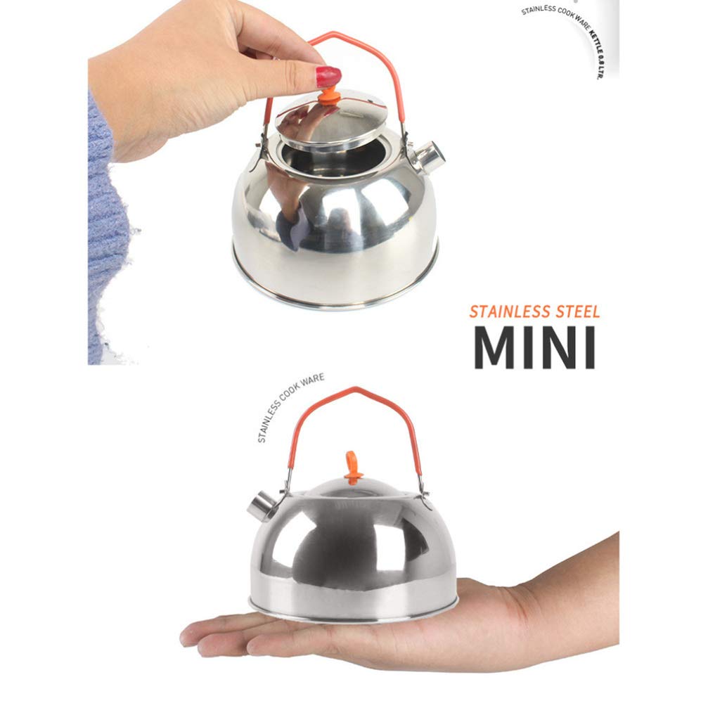 LIOOBO Stainless Steel Camping Kettle - Portable Outdoor Coffee & Tea Pot for Backpacking, Hiking, and Travel - Lightweight Water Boiler for Camp Stove Use