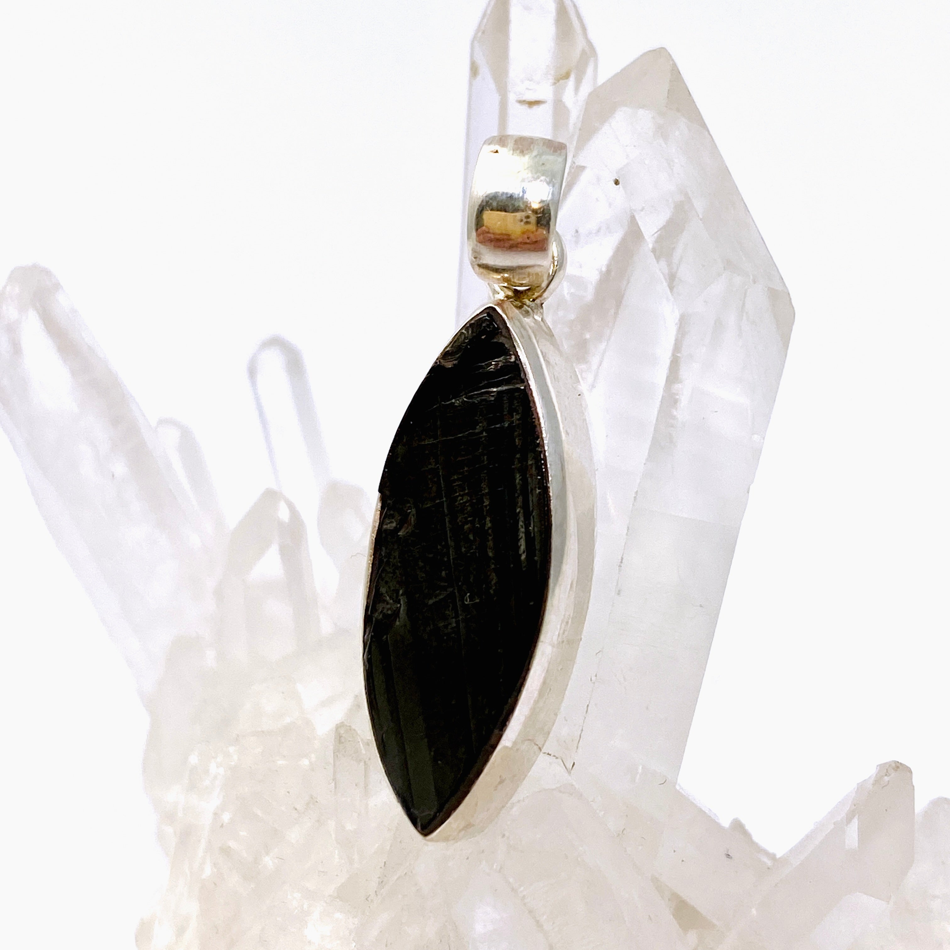 Natural Shungite Marquise Raw Stone Pendant Necklace - Genuine Russian Shungite Jewelry for EMF Protection & Healing | Perfect for Meditation, Energy Cleansing & Spiritual Wellness