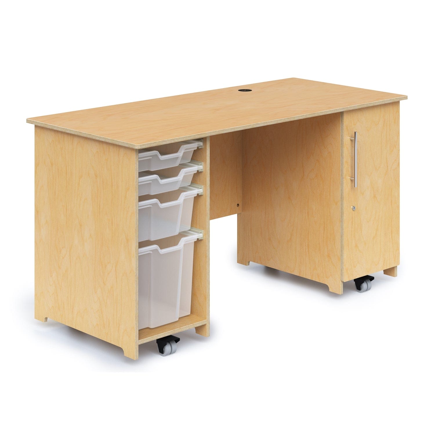 Sturdy Teacher's Desk with Storage Trays & Locking Door - Perfect for Classroom Organization & Home Office Use
