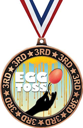 Egg Toss 3rd Place Bronze Medal - 2.75 Inch Kids Competition Trophy Award - Perfect for Easter Games, Field Day Events & School Sports Prize Ceremonies