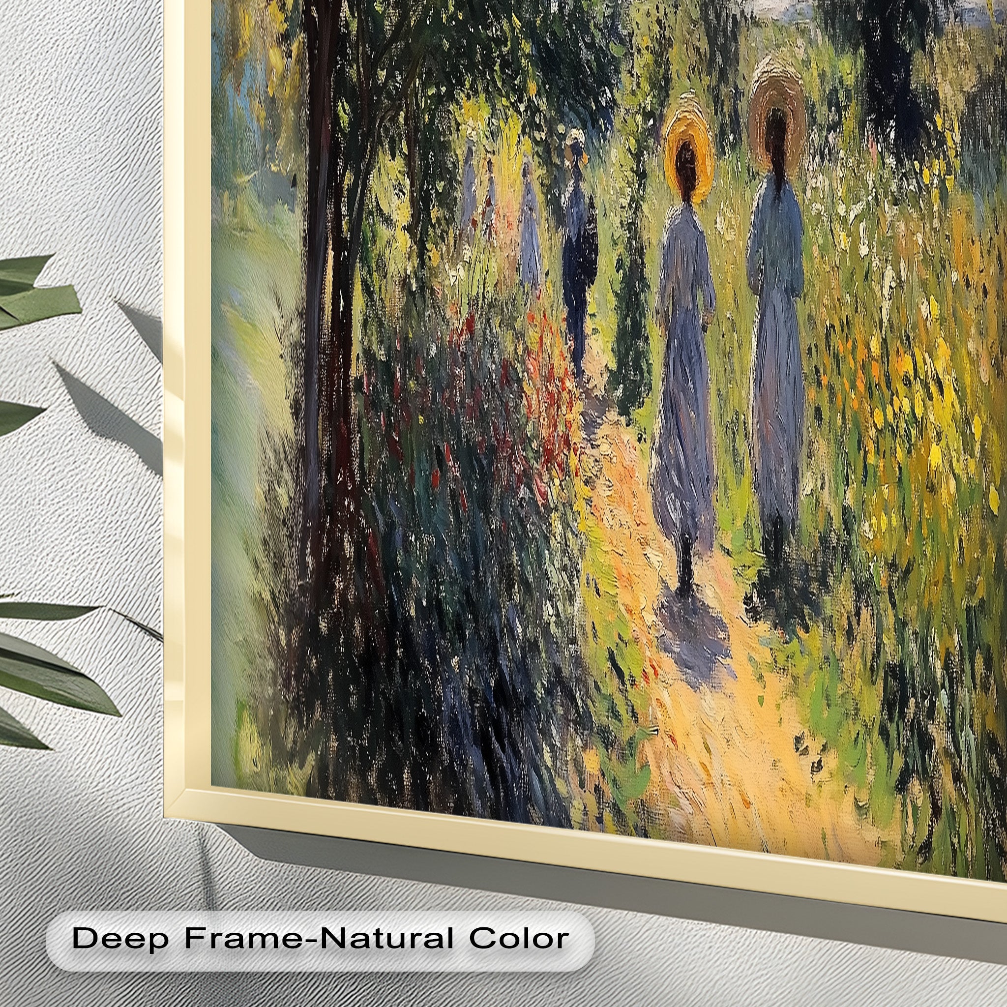 Afternoon Stroll - Sun Dappled Garden Walk Oil Painting Wall Art - Hand Painted Landscape Canvas for Living Room, Bedroom Decor - Perfect Gift for Home & Office
