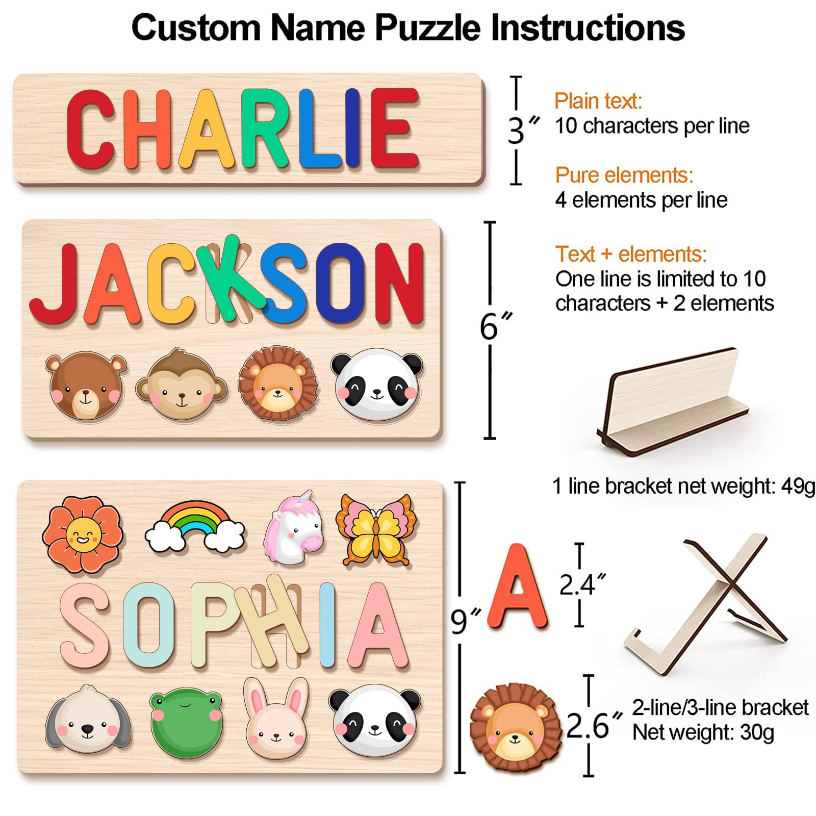 Custom Name Puzzle for Kids - 1st Birthday & Christmas Gift for Boys & Girls - Nursery Decor