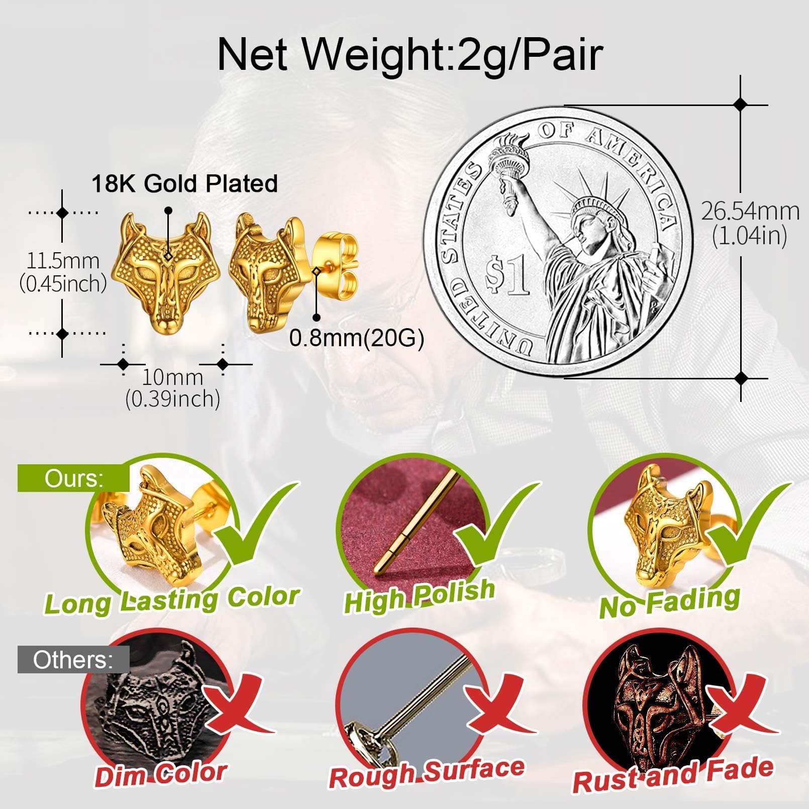 FaithHeart Viking Animal Huggie Hoop Earrings for Men - Gothic Dragon/Snake/Dinosaur/Wolf Stainless Steel Hypoallergenic Lightweight Stud Earrings - Punk Rock Jewelry Gift for Men - Perfect for Concerts, Parties, and Gothic Fashion