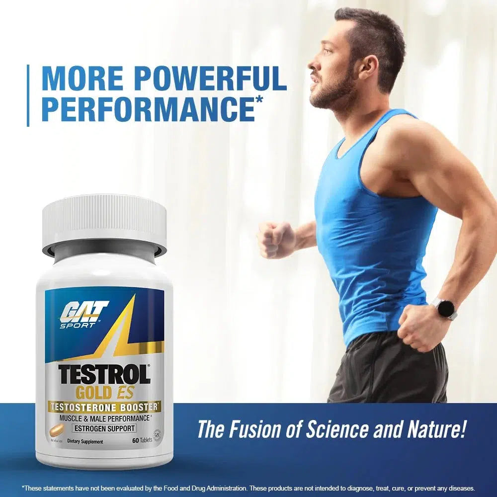 GAT Sport Testrol Gold ES - Premium Natural Testosterone Booster for Men - Enhance Muscle Growth, Strength & Energy - Ideal for Bodybuilding, Fitness & Workout Performance