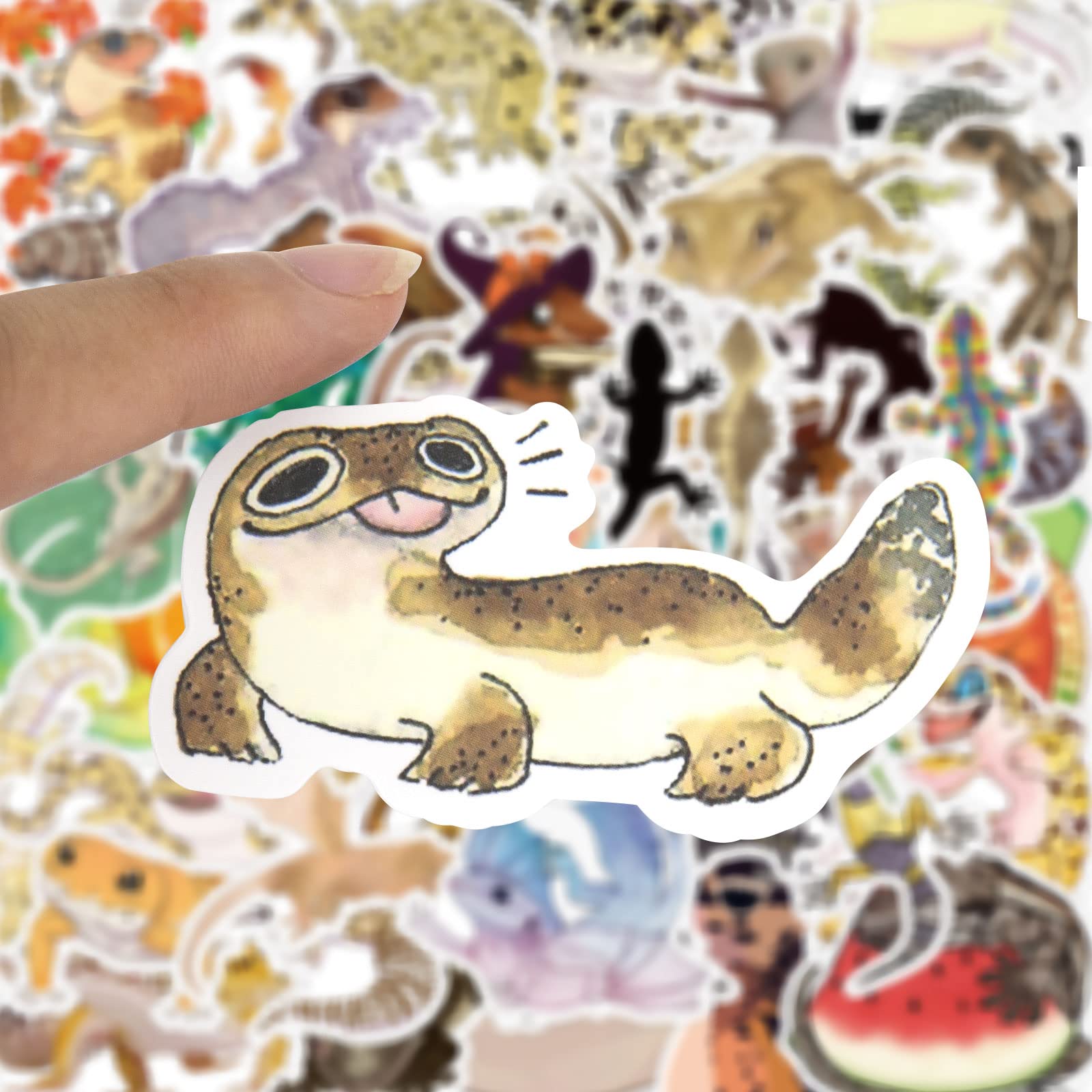 50pcs Gecko Stickers - Waterproof Vinyl Lizard Decals for Laptop, Water Bottle, Phone, Scrapbook, Car, Skateboard, Luggage, Helmet - Fun Animal Stickers for DIY Crafts, Room Decor & Gift Wrapping
