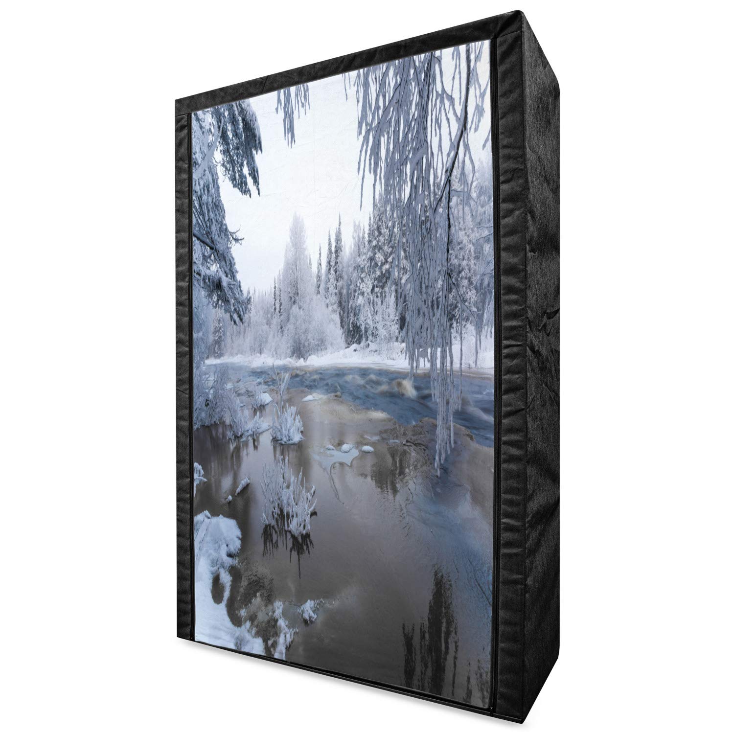Ambesonne Winter Portable Fabric Wardrobe with Shelves - 42.5
