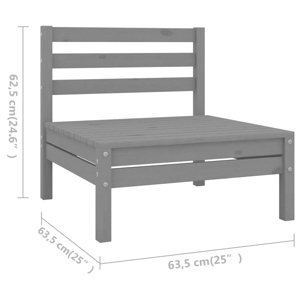 vidaXL 5-Piece Solid Pinewood Patio Lounge Set - Gray Outdoor Garden Furniture for Backyard, Terrace & Poolside Relaxation | Durable Wooden Sofa Seating with Chairs