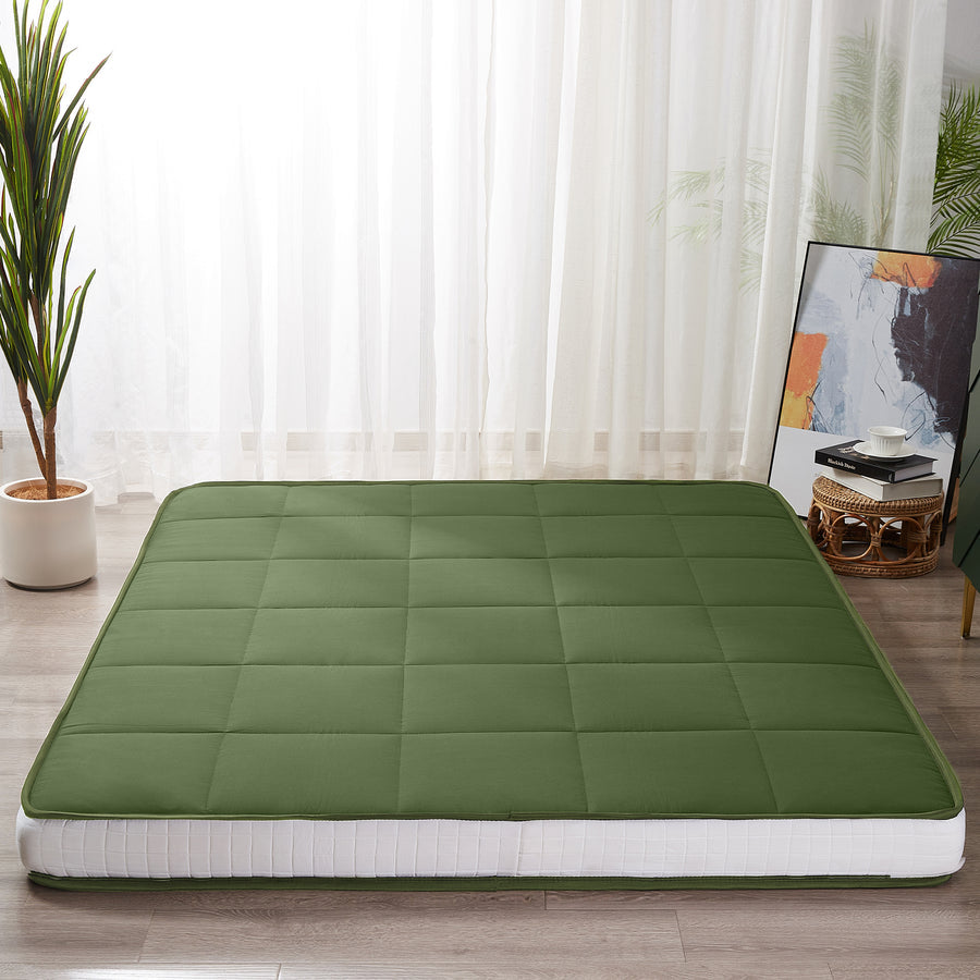 MAXYOYO Padded Japanese Floor Mattress - Green Foldable Roll Up Futon Mattress for Bedroom, Guest Room & Travel | Comfortable Floor Sleeping & Lounging