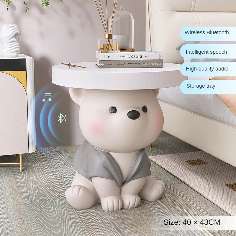 Vigorous Bear Statue - Bluetooth Speaker Side Table Decor, Handcrafted Resin Sculpture for Home & Office - Perfect for Living Room, Bedroom, or Gift Giving