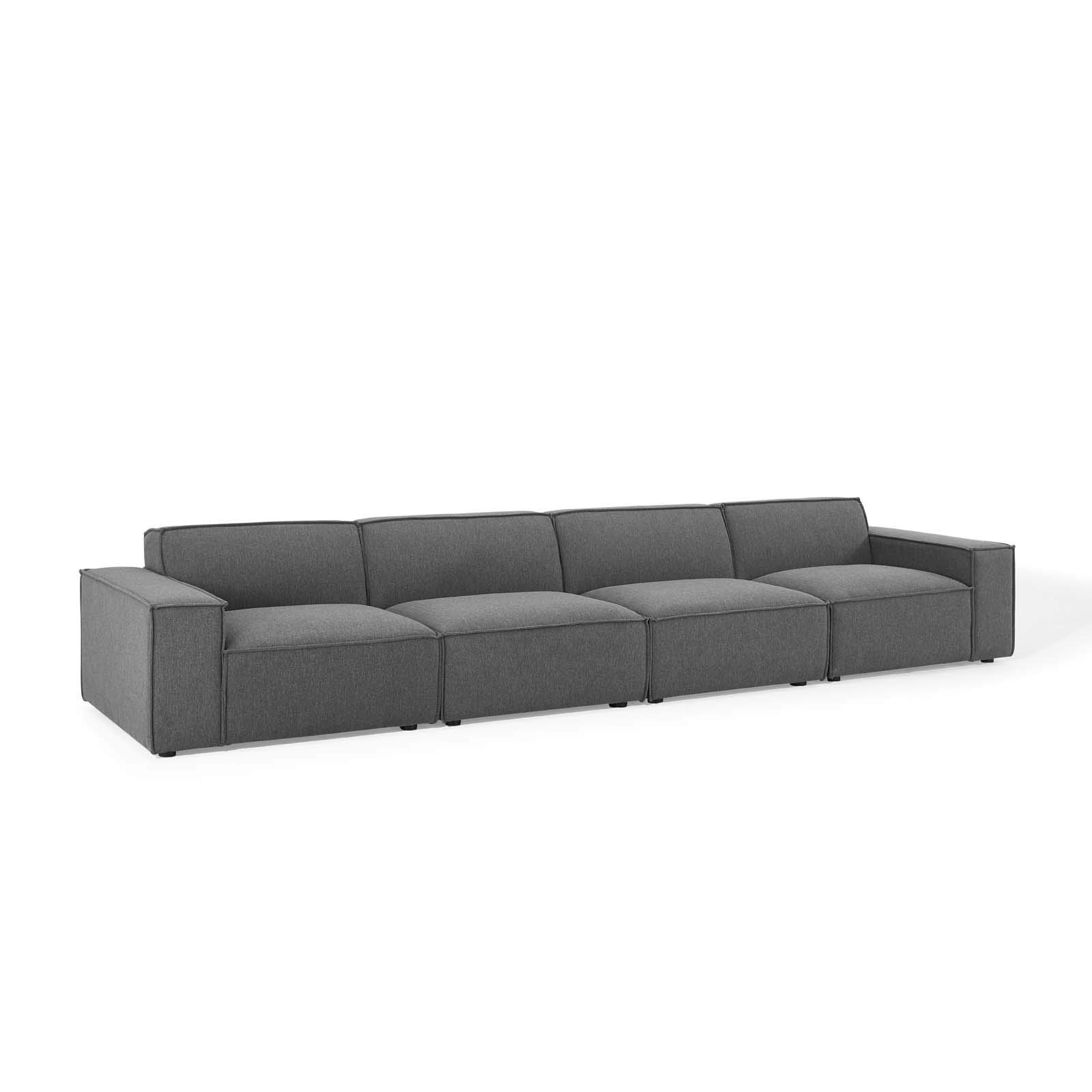 Modway EEI-4114-CHA Restore 4-Piece Sectional Sofa in Charcoal - Modern L-Shaped Living Room Furniture for Small Spaces & Apartments