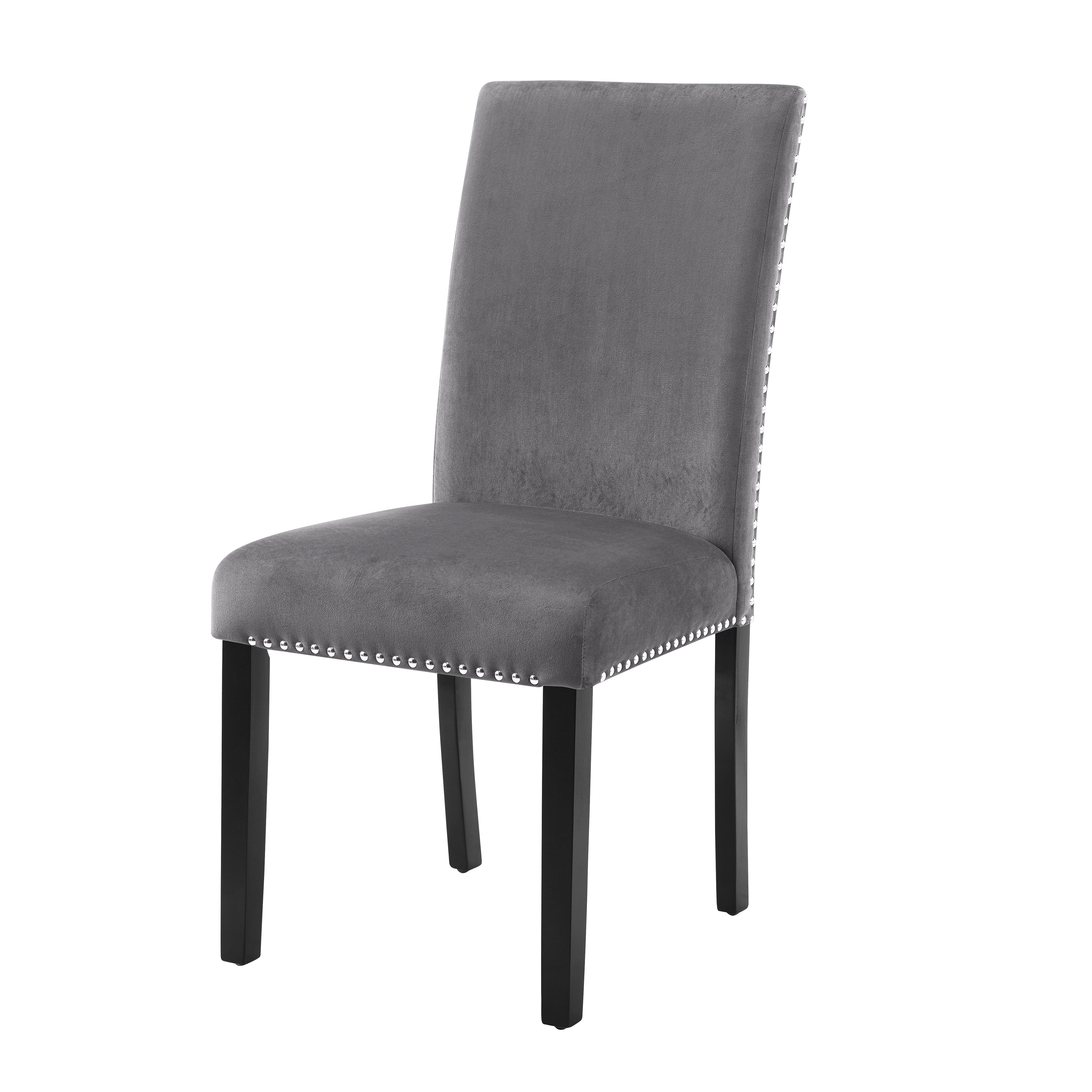 Roundhill Furniture Cobre Contemporary Velvet Dining Chairs with Nailhead Trim, Set of 2 - Modern Upholstered Side Chairs for Dining Room, Kitchen, or Home Office