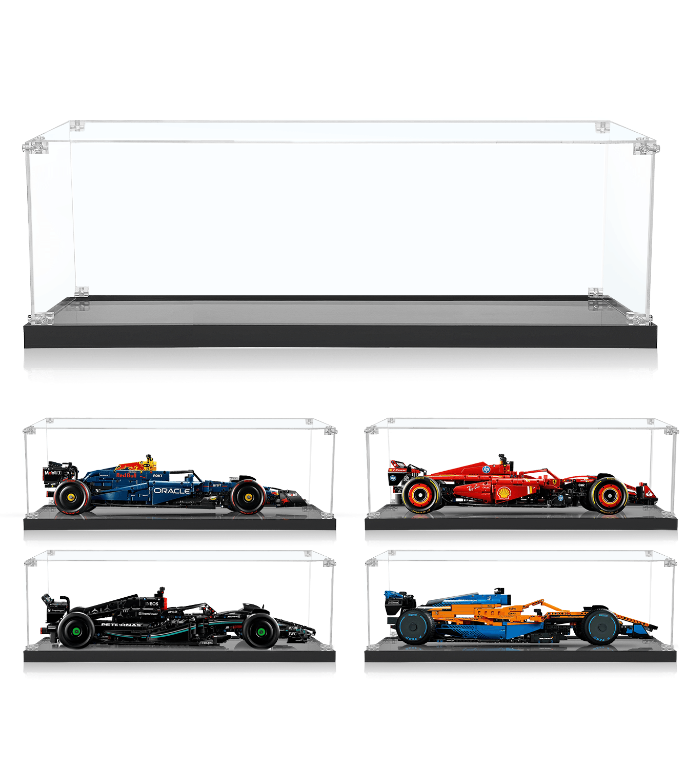 LEGO Ferrari SF 24 F1 Car Display Case - 1:8 Scale Compatible with Set 42207 - Perfect for Showcasing Collectible Model Cars at Home or Office