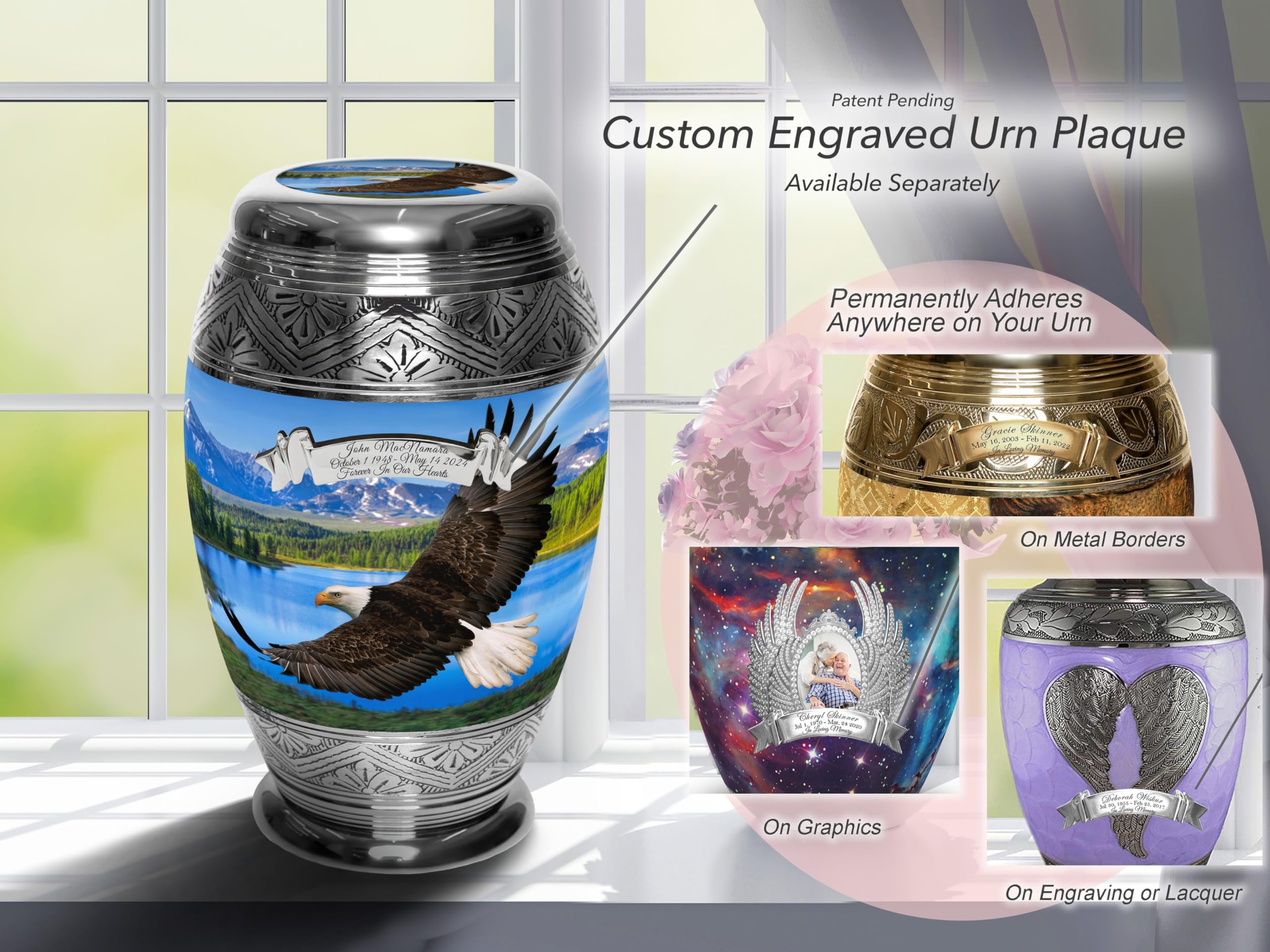 Extra Large Majestic Eagle Cremation Urn for Adult Male Ashes - Personalized Handcrafted Decorative Urn for Human Ashes - Perfect for Memorials, Home Display & Funeral Services