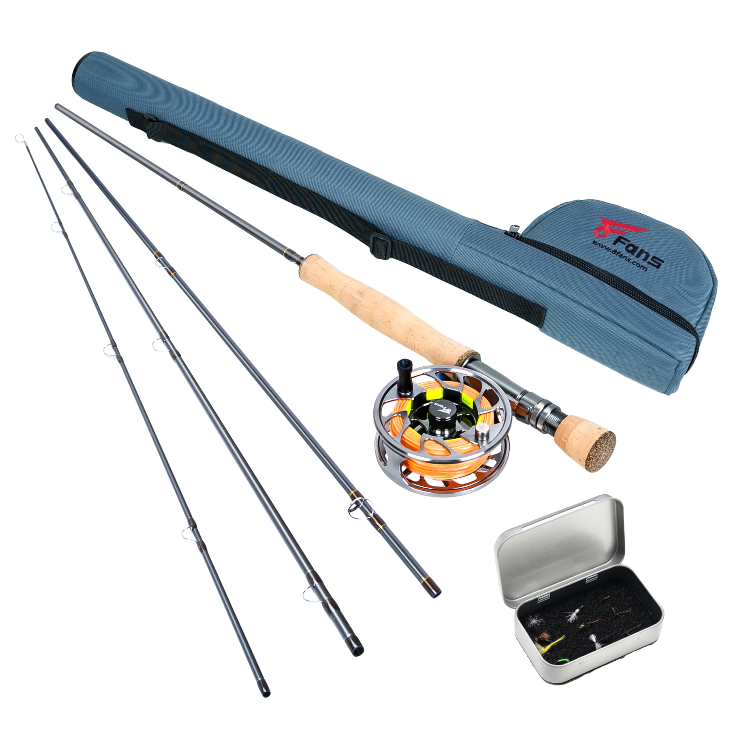 8Fans 4-Section Portable Fly Fishing Rod and Reel Combo with CNC-Machined Aluminum Alloy Reel - Complete Starter Kit for Beginners | Perfect for Trout, Bass Fishing in Rivers, Lakes and Streams