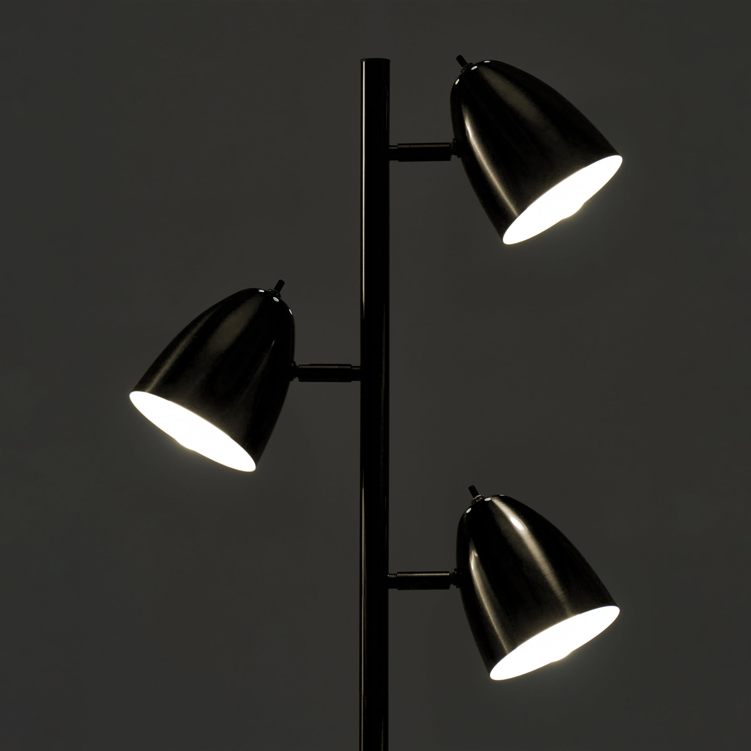 Brightech Jacob LED Standing Lamp - Modern Adjustable 3-Light Tree Floor Lamp for Living Room & Bedroom - Tall LED Lighting Fixture in Classic Black - Perfect for Reading, Working & Ambient Lighting