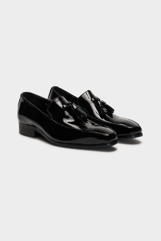 Alfie Kids Black Patent Leather Tassel Loafers - Stylish & Comfortable Dress Shoes for Boys & Girls - Perfect for School, Parties & Special Occasions
