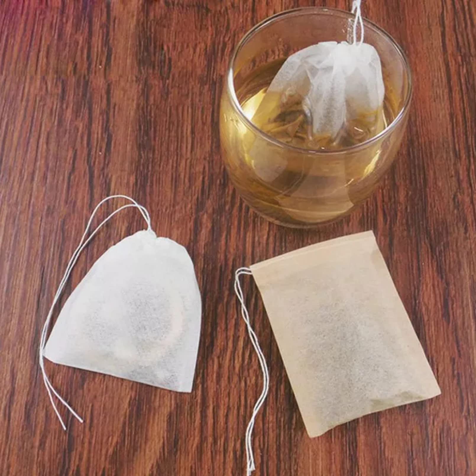 100Pcs Disposable Empty Tea Bags with String & Heat Seal - Fine Mesh Filter Paper for Loose Leaf Tea, Herbs & Spices - Perfect for Homemade Tea Blends, Gift Giving & Tea Parties