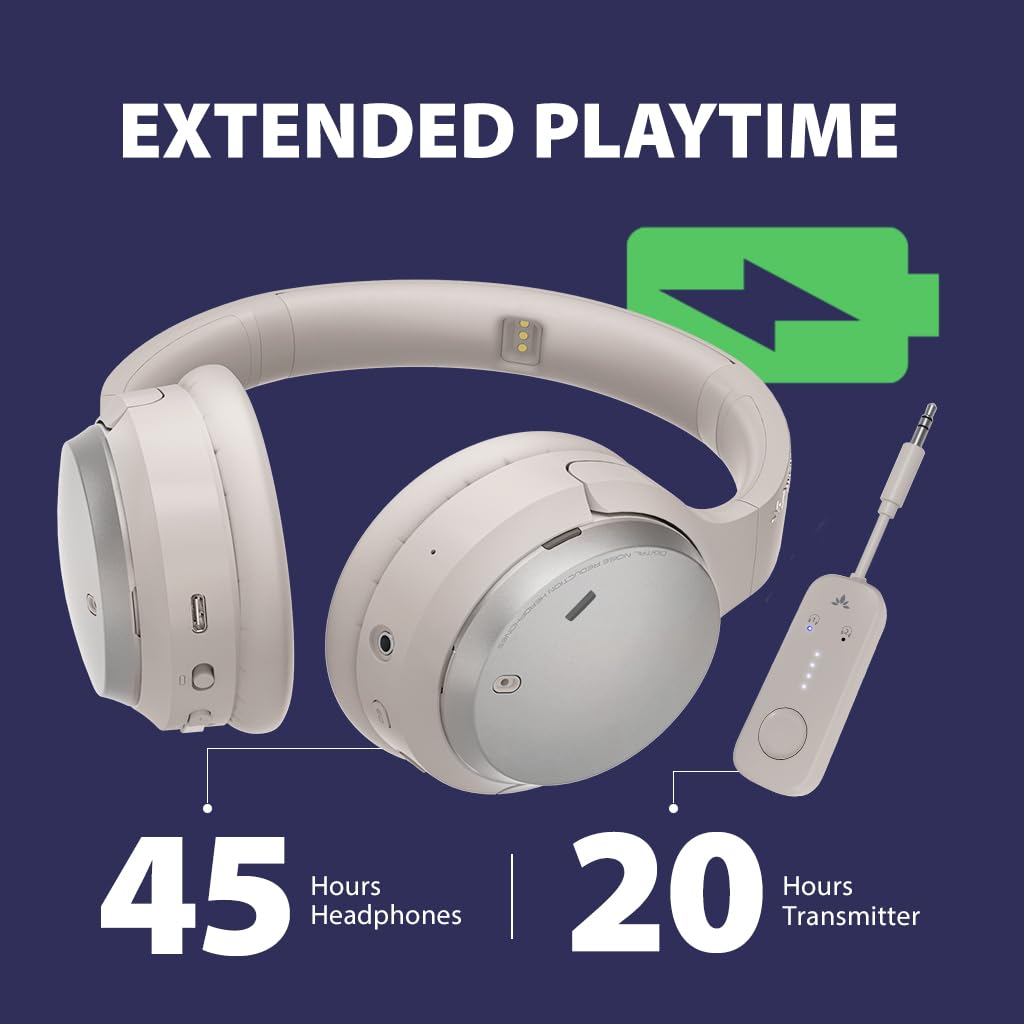 Avantalk Sky Eon Wireless Bluetooth Headphones with Active Noise Cancelling (ANC) - Over-Ear Headphones for Travel, Work & Music, 45-Hour Battery Life, Comfortable Earpads, Ambient Mode - Perfect for Airplane, Commuting & Office Use