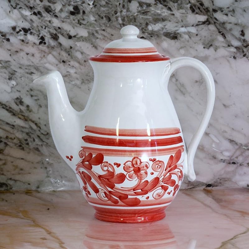 Premium Caltagirone Ceramic Coffee Maker – Handcrafted Italian Espresso Pot for Stovetop Brewing | Perfect for Home, Office & Camping Use