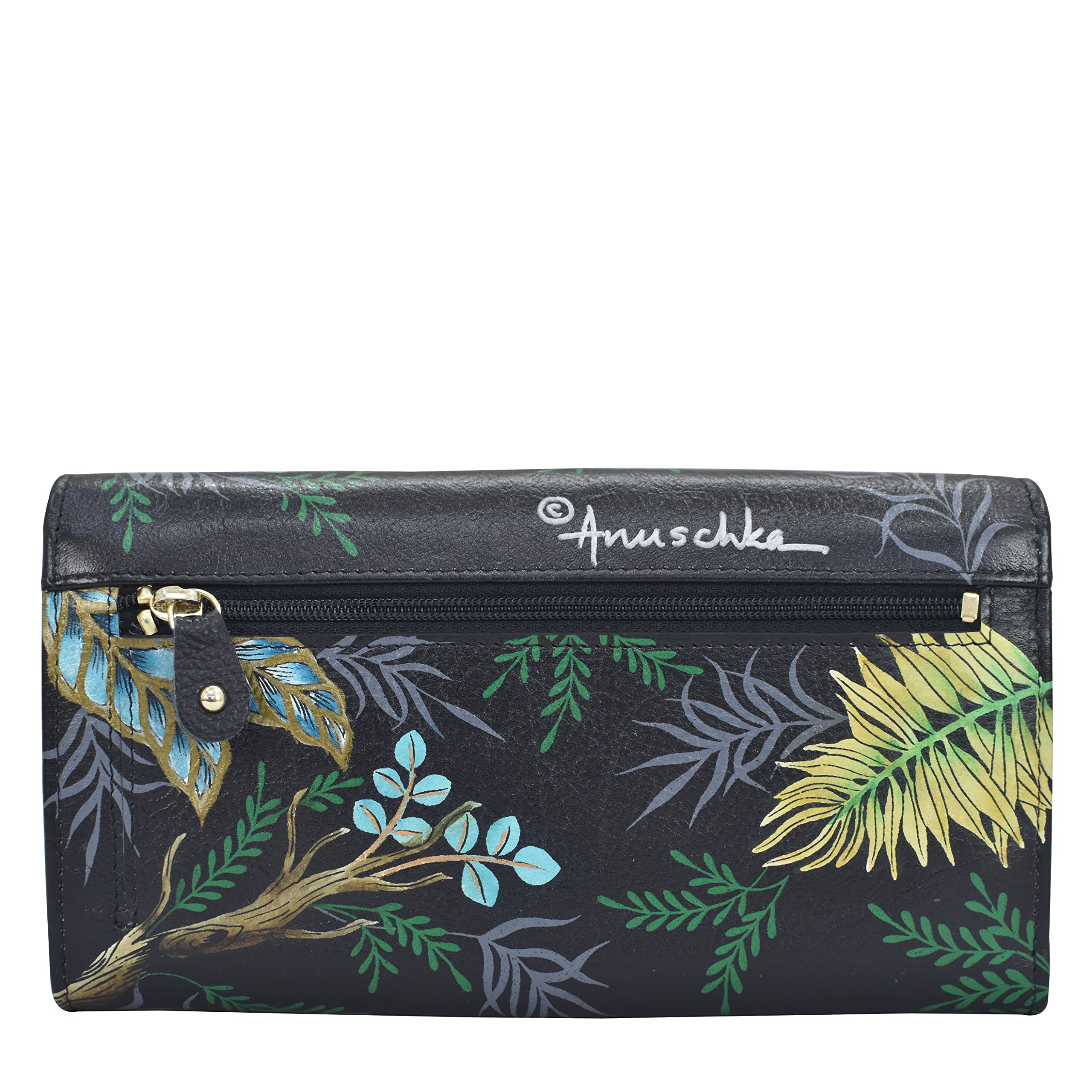 Anuschka Women's Hand-Painted Genuine Leather RFID Blocking Accordion Flap Wallet - Stylish & Secure for Travel, Shopping & Everyday Use