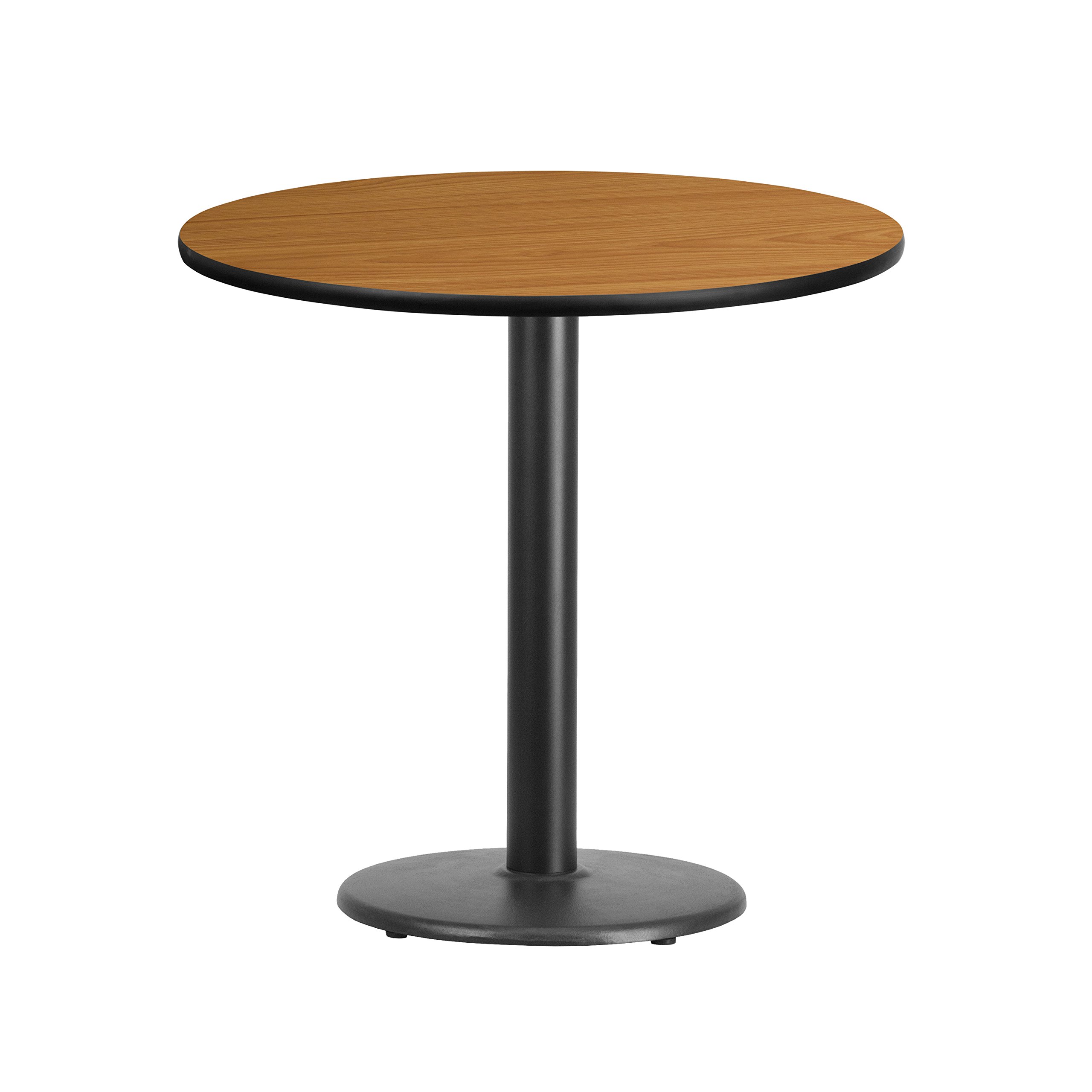 Flash Furniture 30-Inch Round Natural Laminate Table Top with 18-Inch Round Base - Perfect for Kitchen, Dining Room, Office, and Small Space Decor