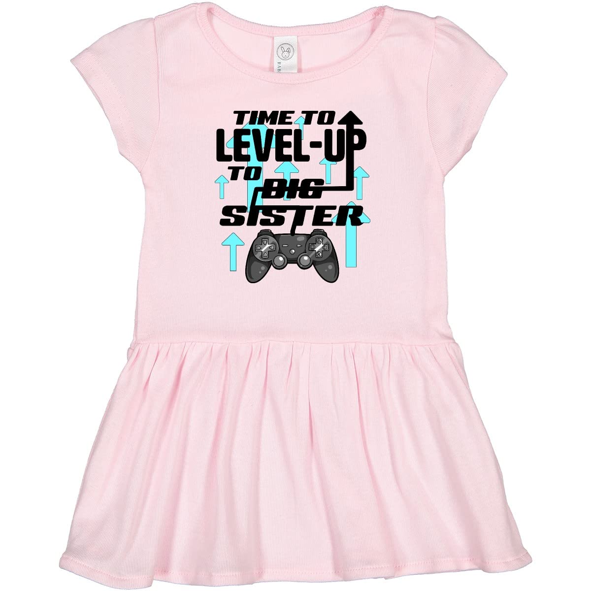 Inktastic Time to Level Up to Big Sister - Video Games Toddler Dress for Girls, Cute Gamer Outfit for Siblings, Perfect for Birthdays & Family Events