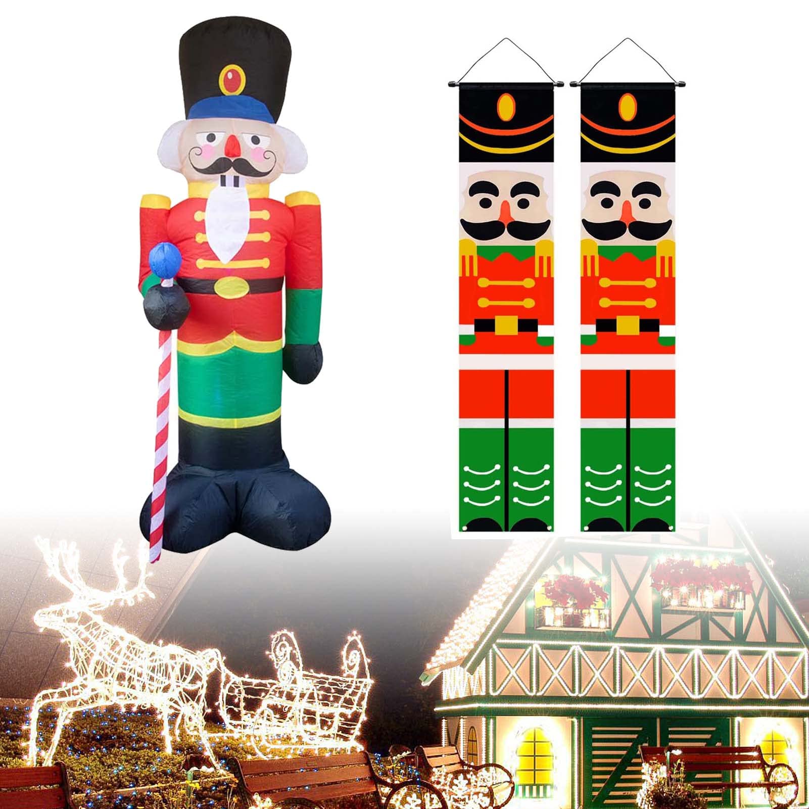 7.8 Ft Christmas Inflatable Nutcracker Soldier with LED Lights - 2 Pack Outdoor Xmas Decor for Holiday, Yard, Garden & Party | Perfect for Front Lawn Decorations & Christmas Light Displays